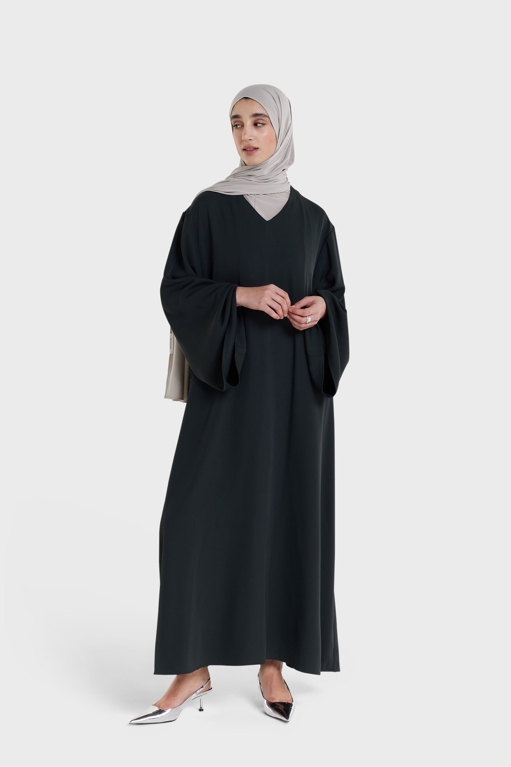 Roll Up Kaftan Dress | Black