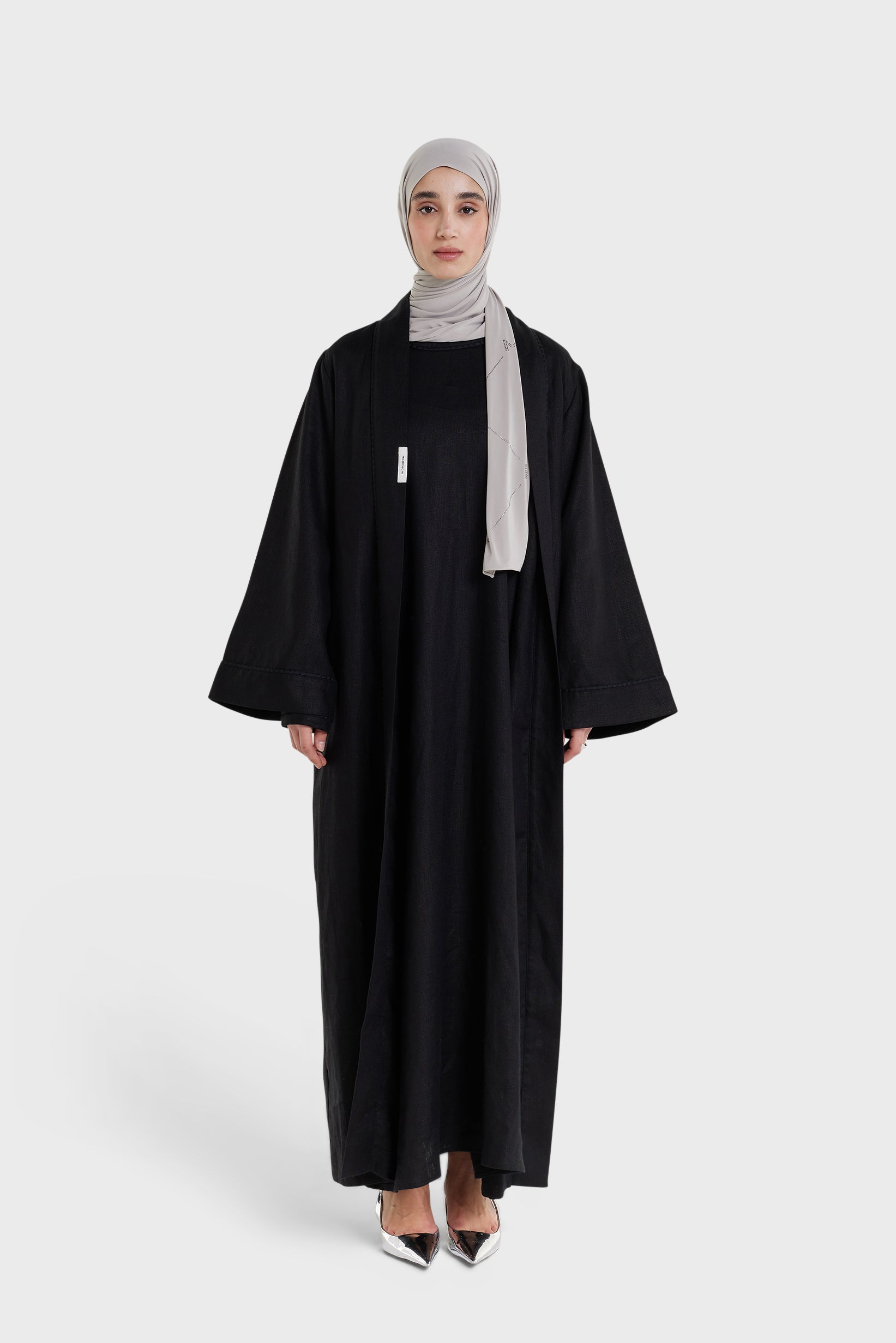 Plain Linen Abaya | Black
