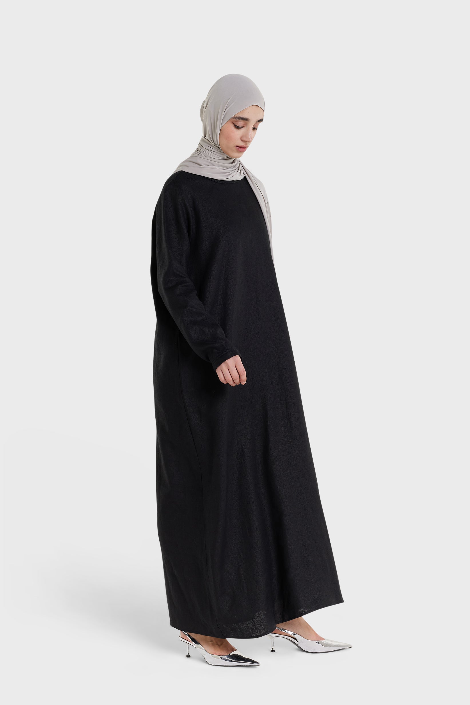 Plain Linen Dress | Black