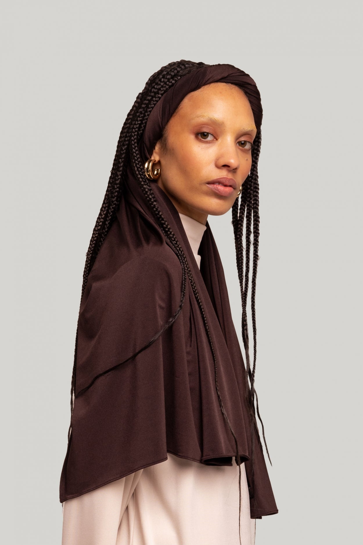 Satin Jersey Scarf | Dark Brown