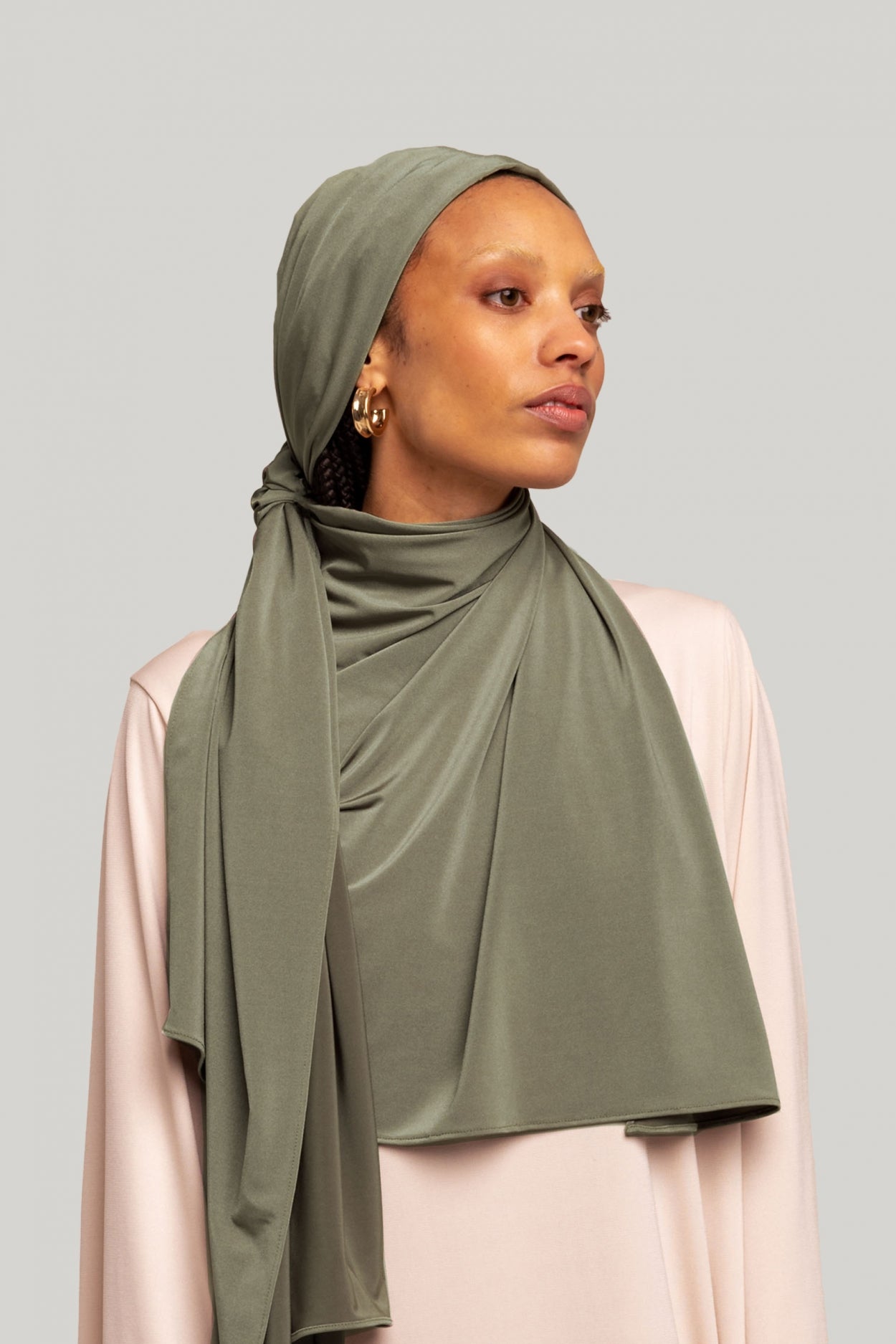 Satin Jersey Scarf | Green Stone