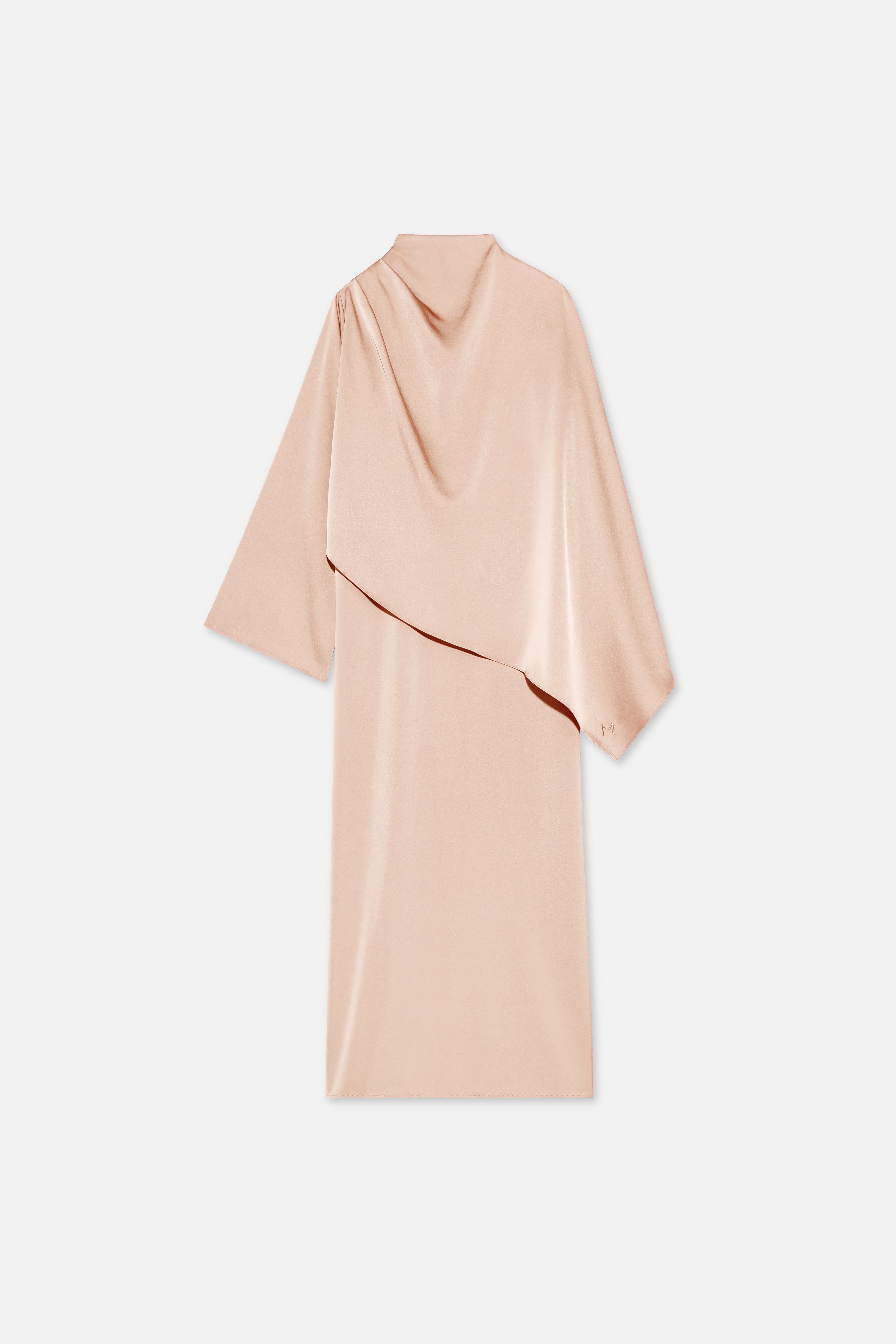 Asymmetric Cape Dress | Dark Rose