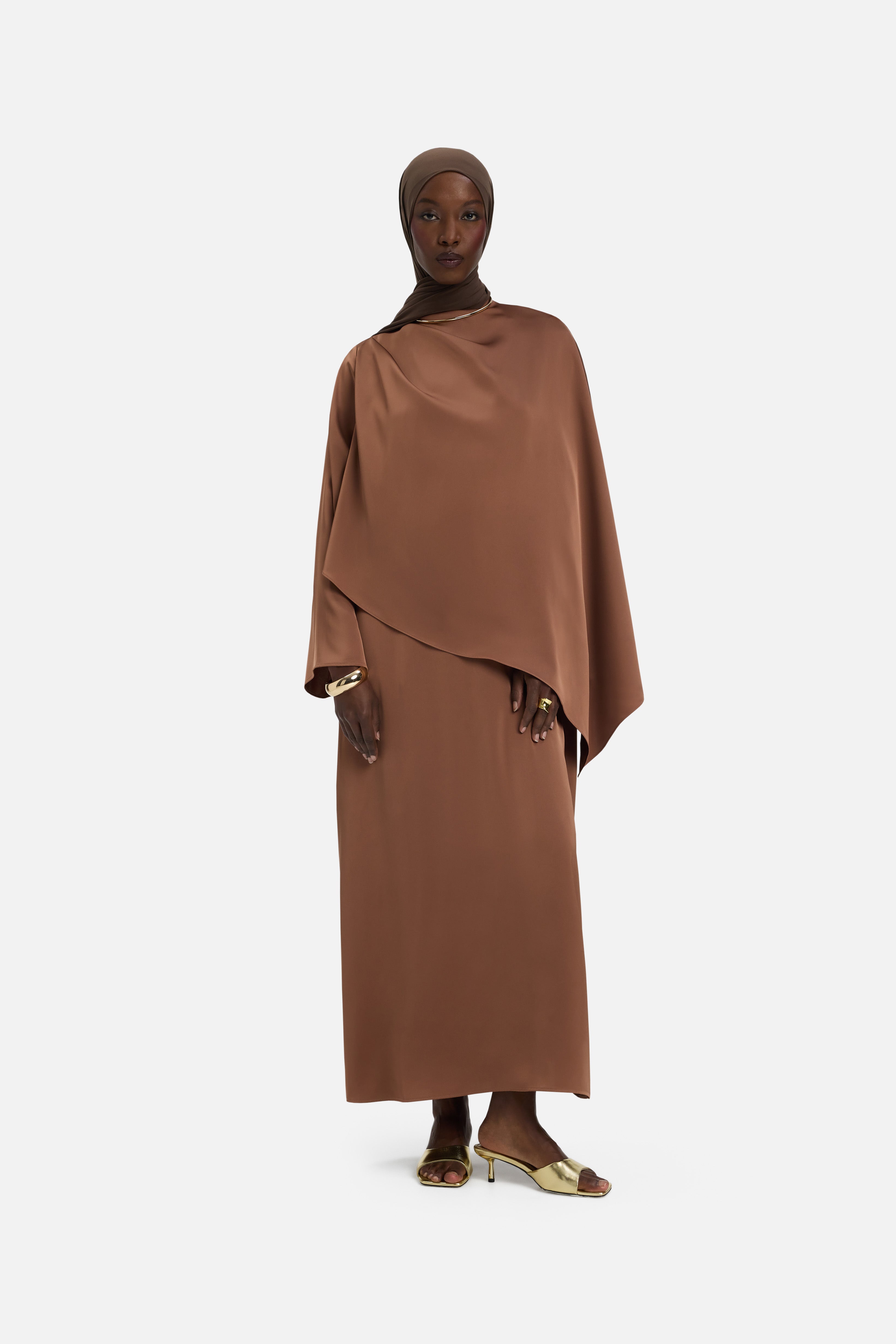 Asymmetric Cape Dress | Soft Bordeaux | MERRACHI Asymmetric Cape Dress | Soft Bordeaux | MERRACHI