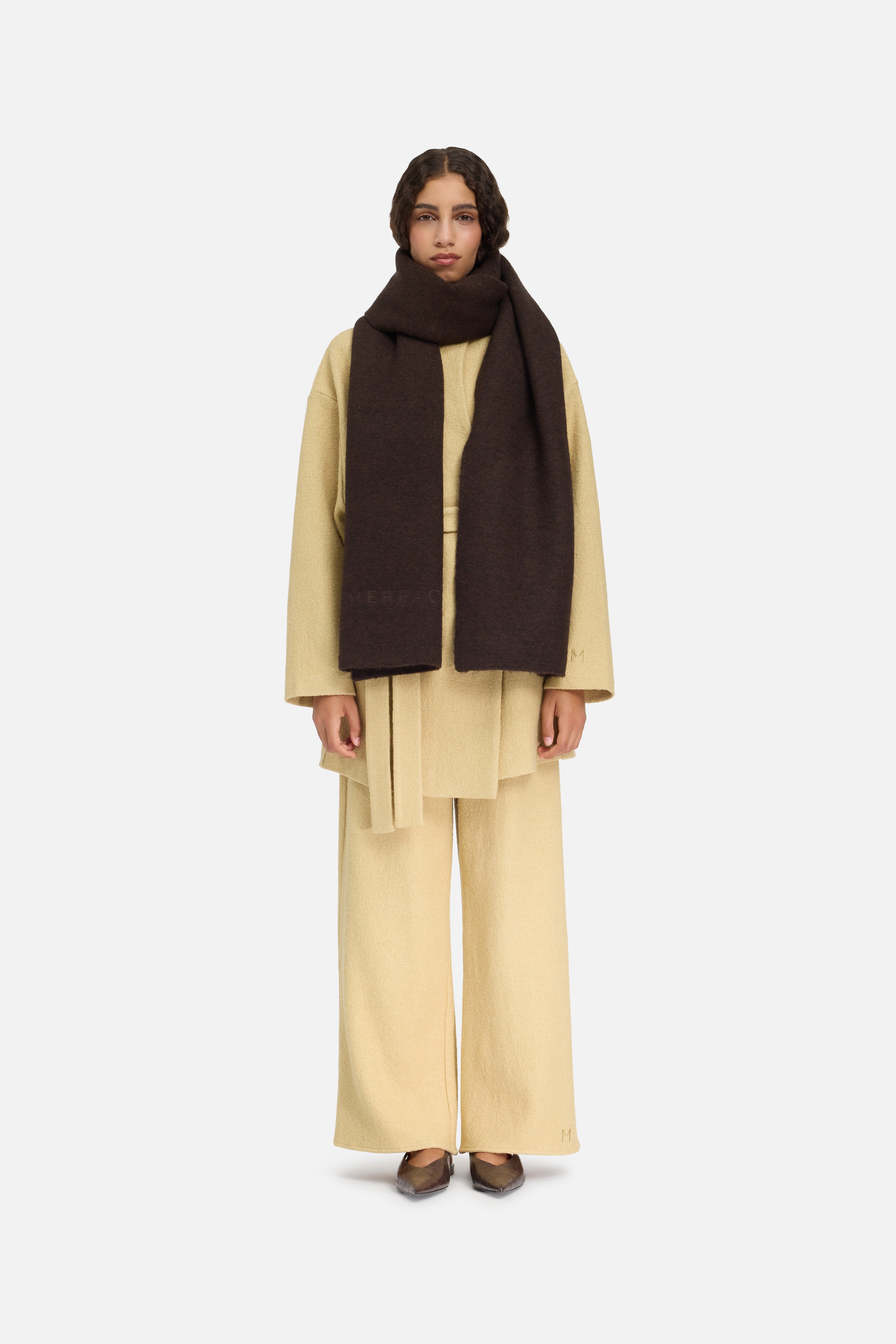 Brushed Knit Scarf | Dark Brown
