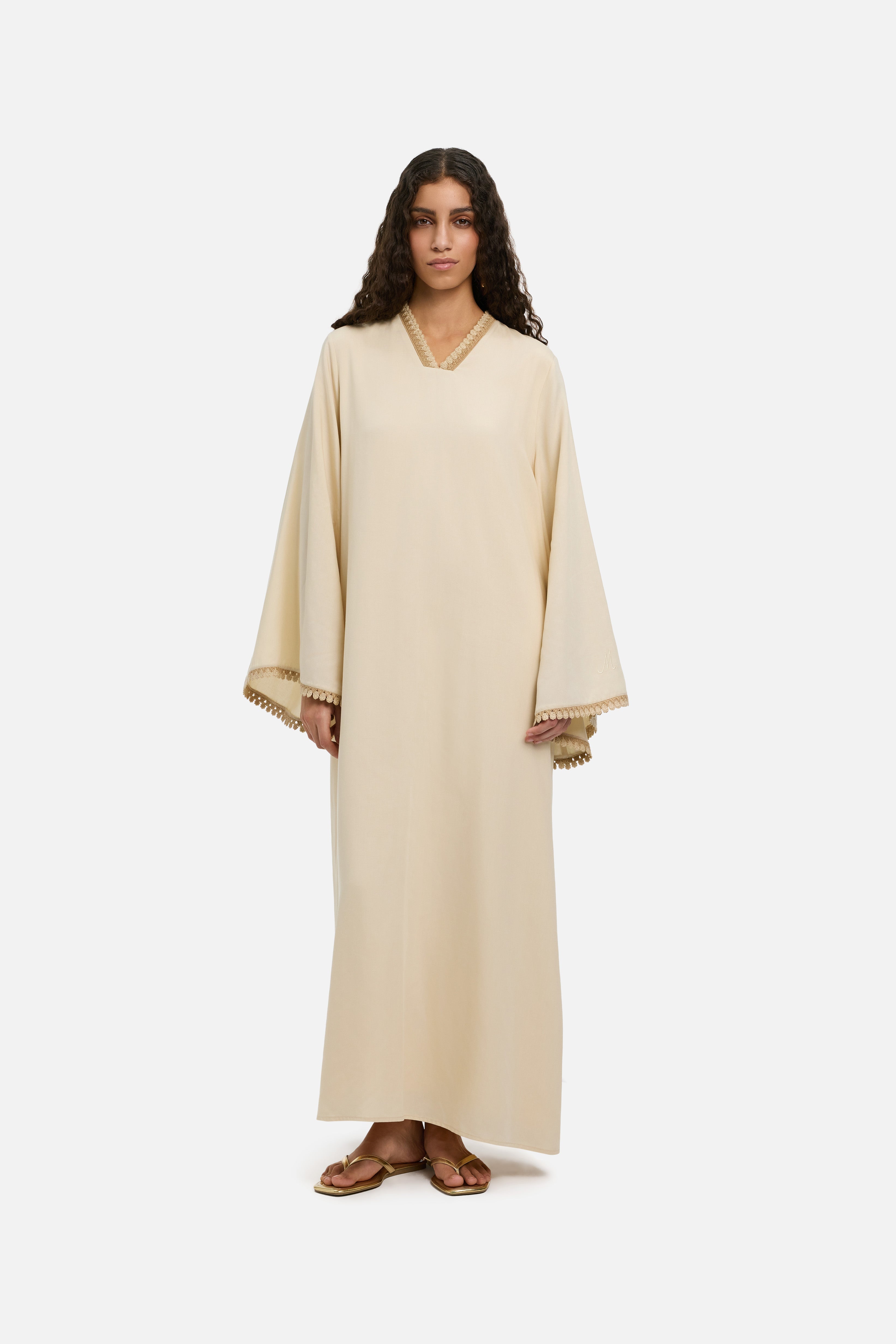 Detailed Kaftan Dress | Sand