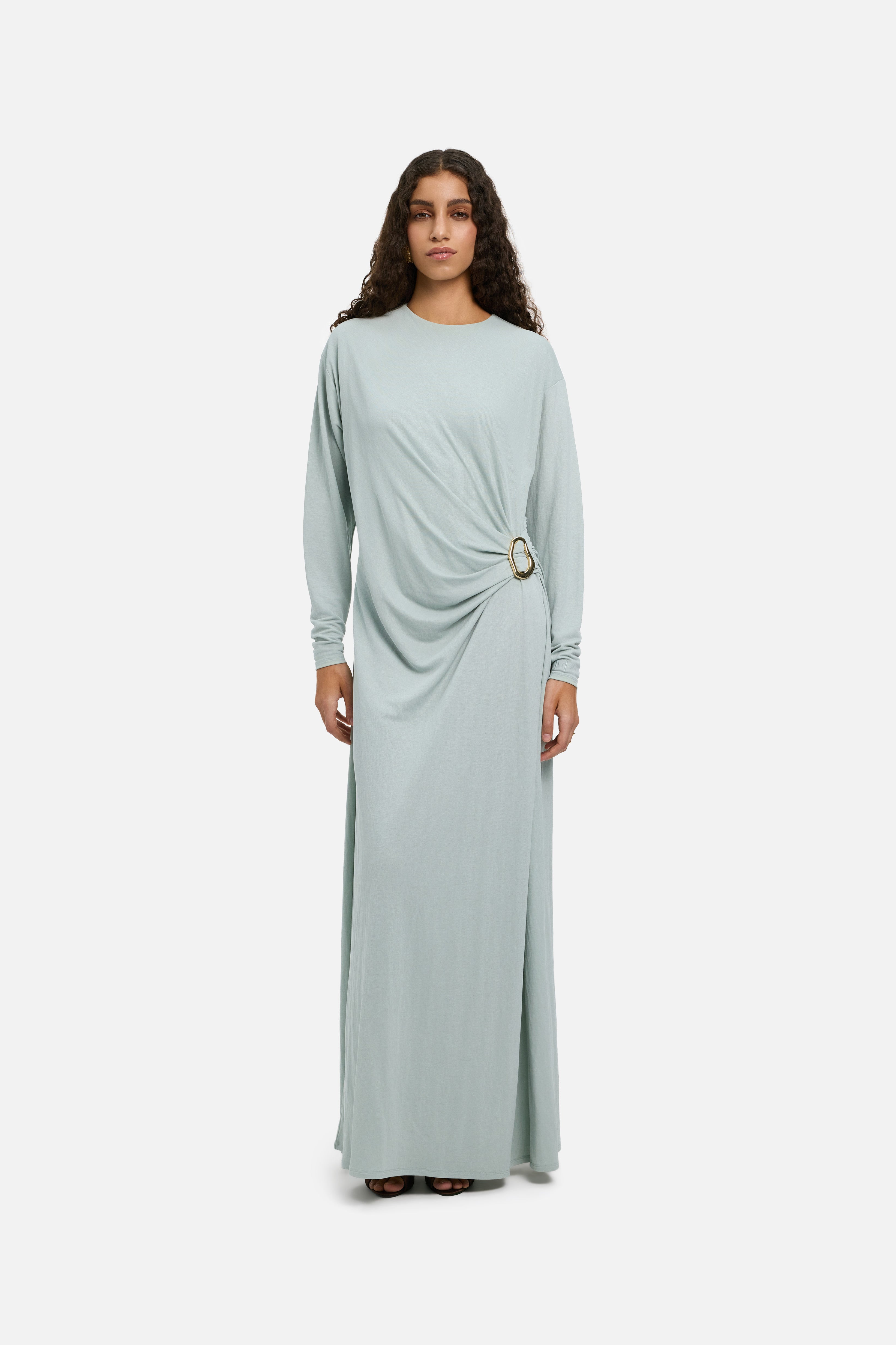 Drape Jersey Dress | Aqua Gray