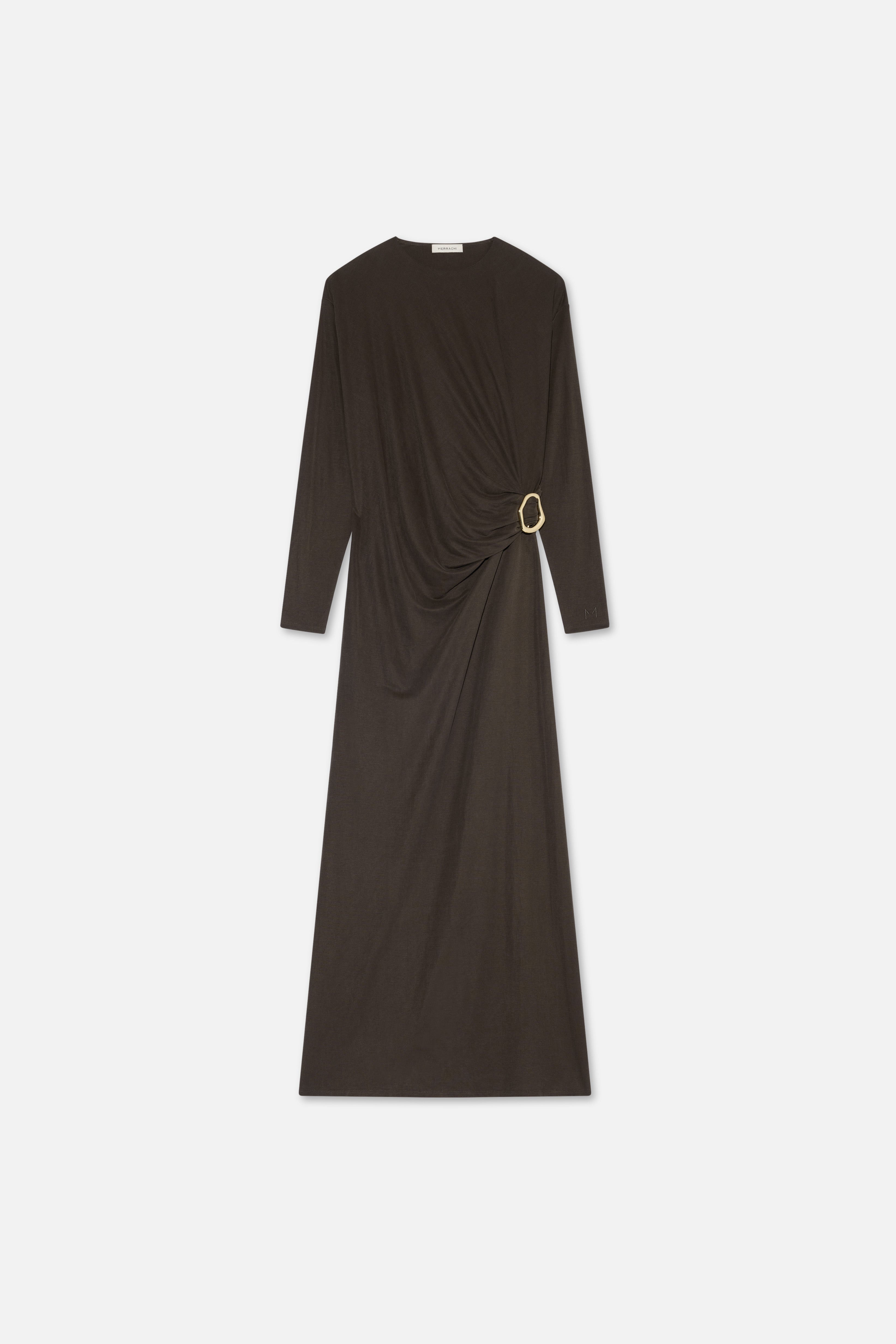 Drape Jersey Dress | Chestnut Brown