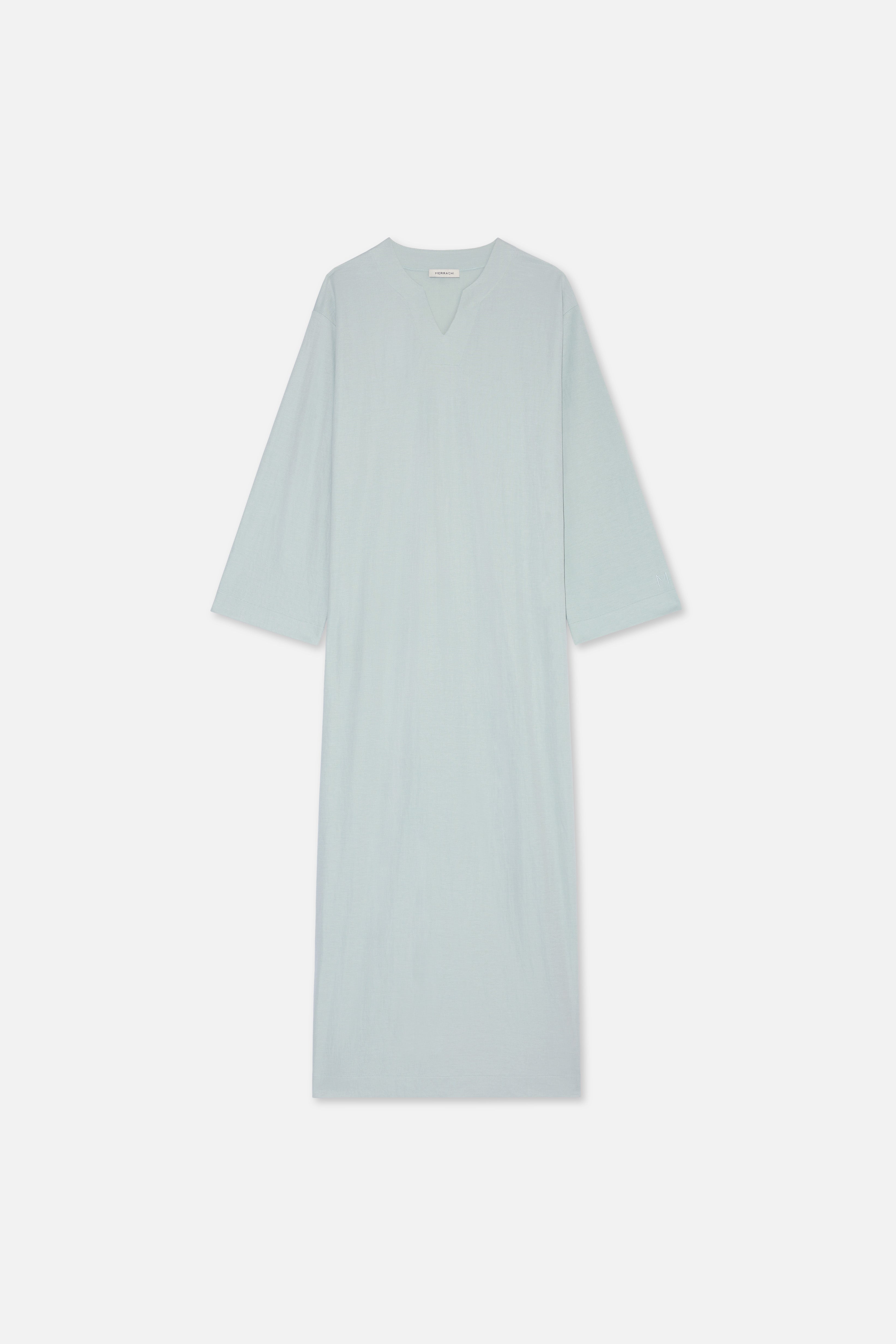 Drape Jersey Kaftan Dress | Aqua Gray