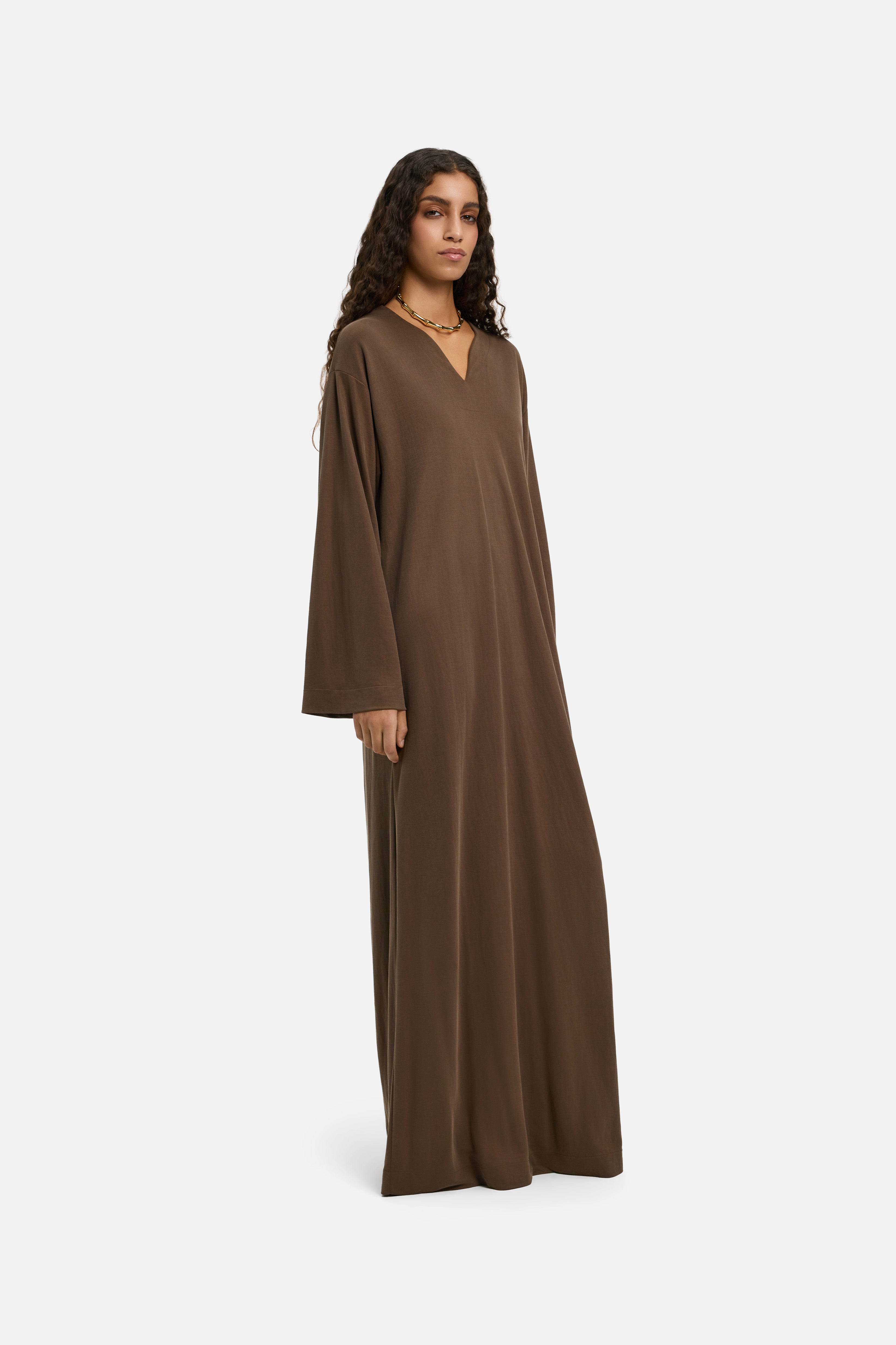 Drape Jersey Kaftan Dress | Dark Terra