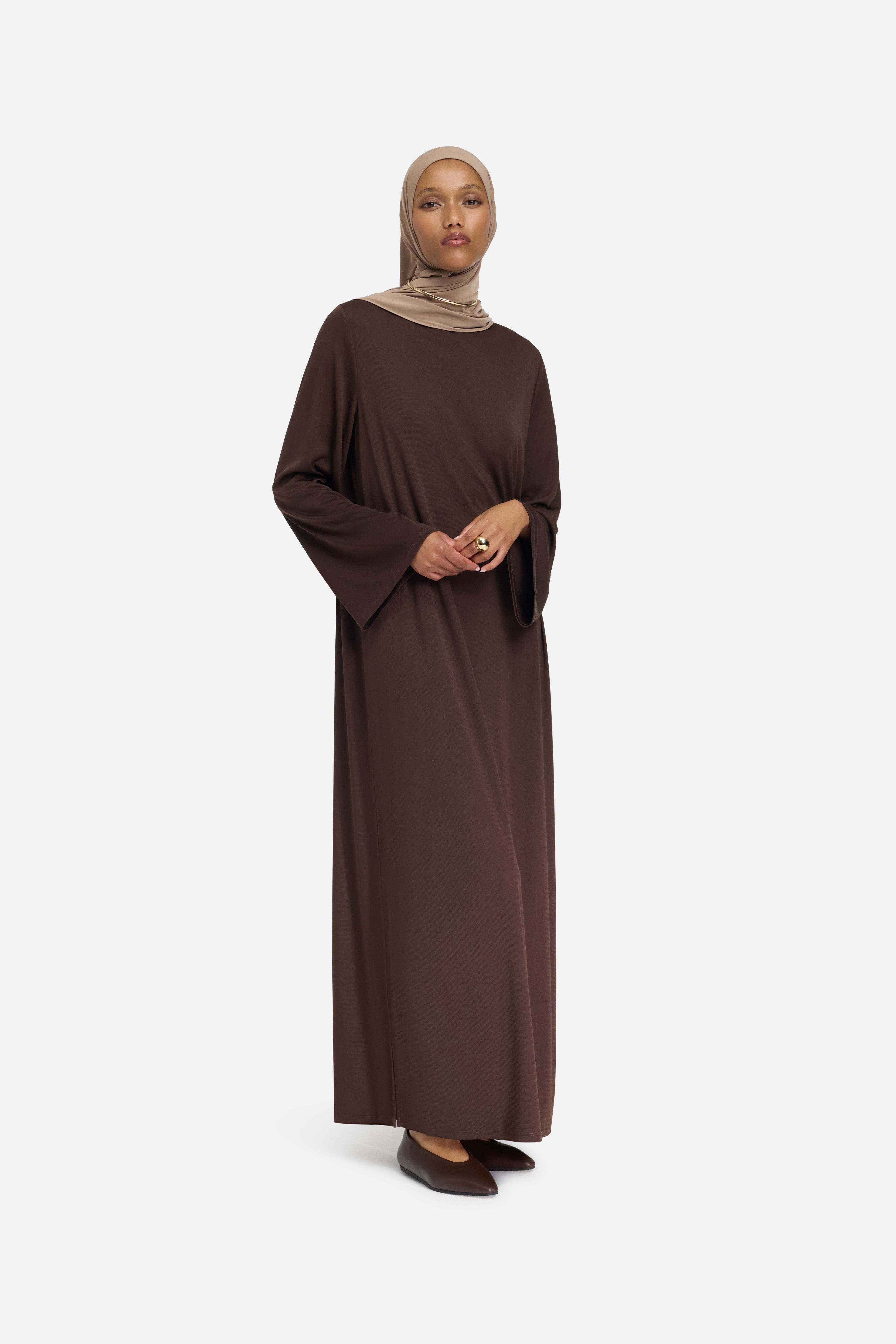 Essential Jersey Dress Short | Dark Brown | MERRACHI Essential Jersey Dress Short | Dark Brown | MERRACHI