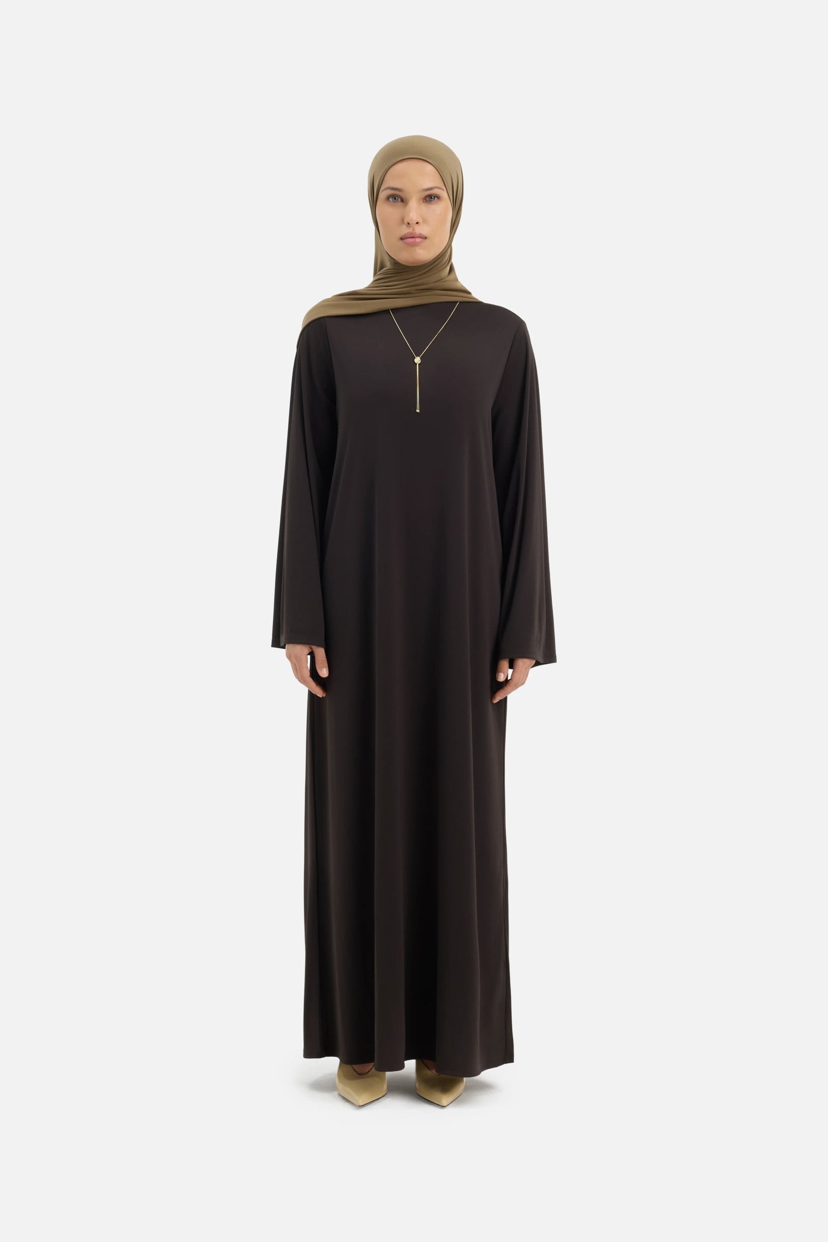 Essential Straight Jersey Dress Regular | Dark Truffle