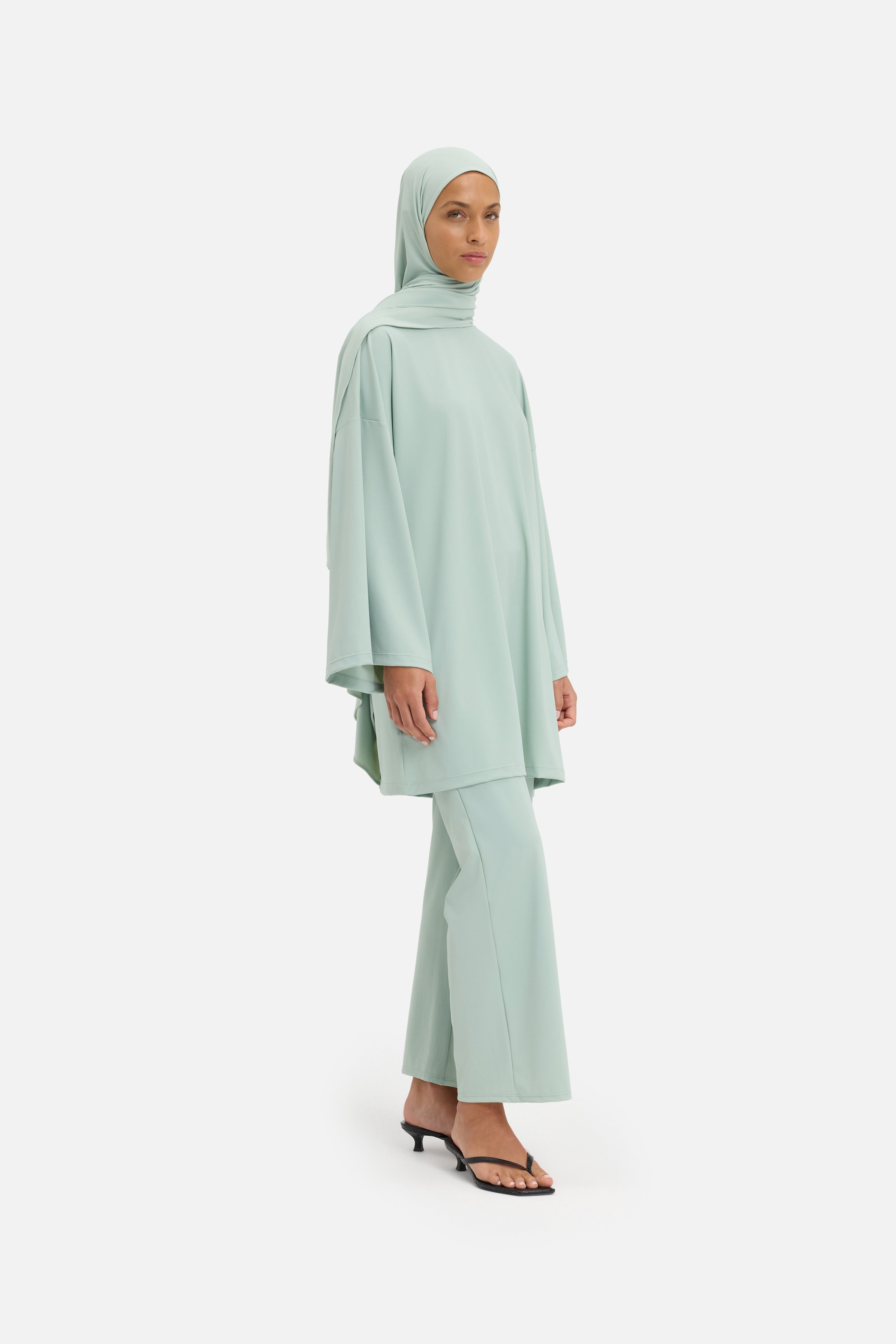Essential Straight Swim Legging | Aqua Gray