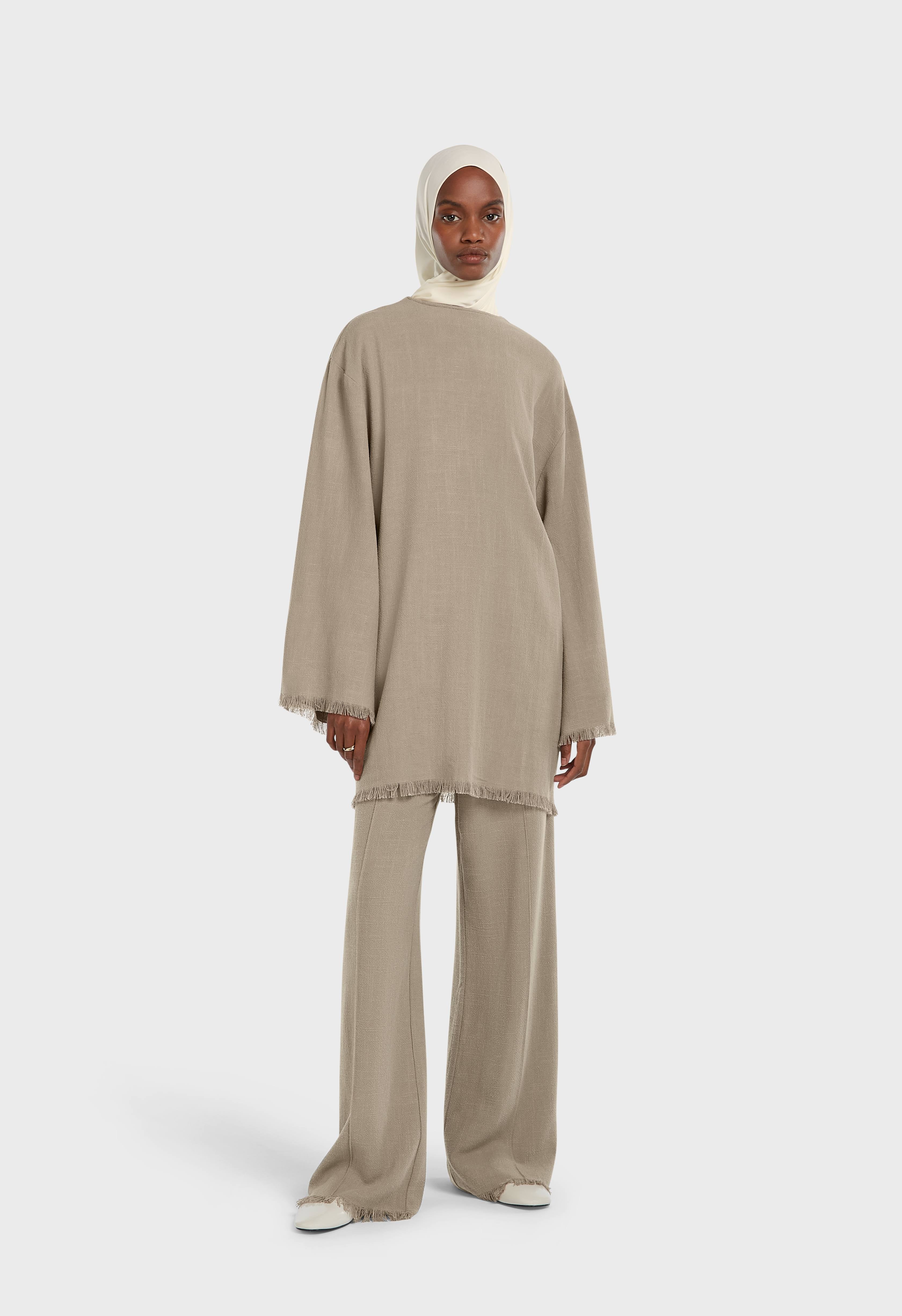 Frayed Hem Pants | Desert Brown