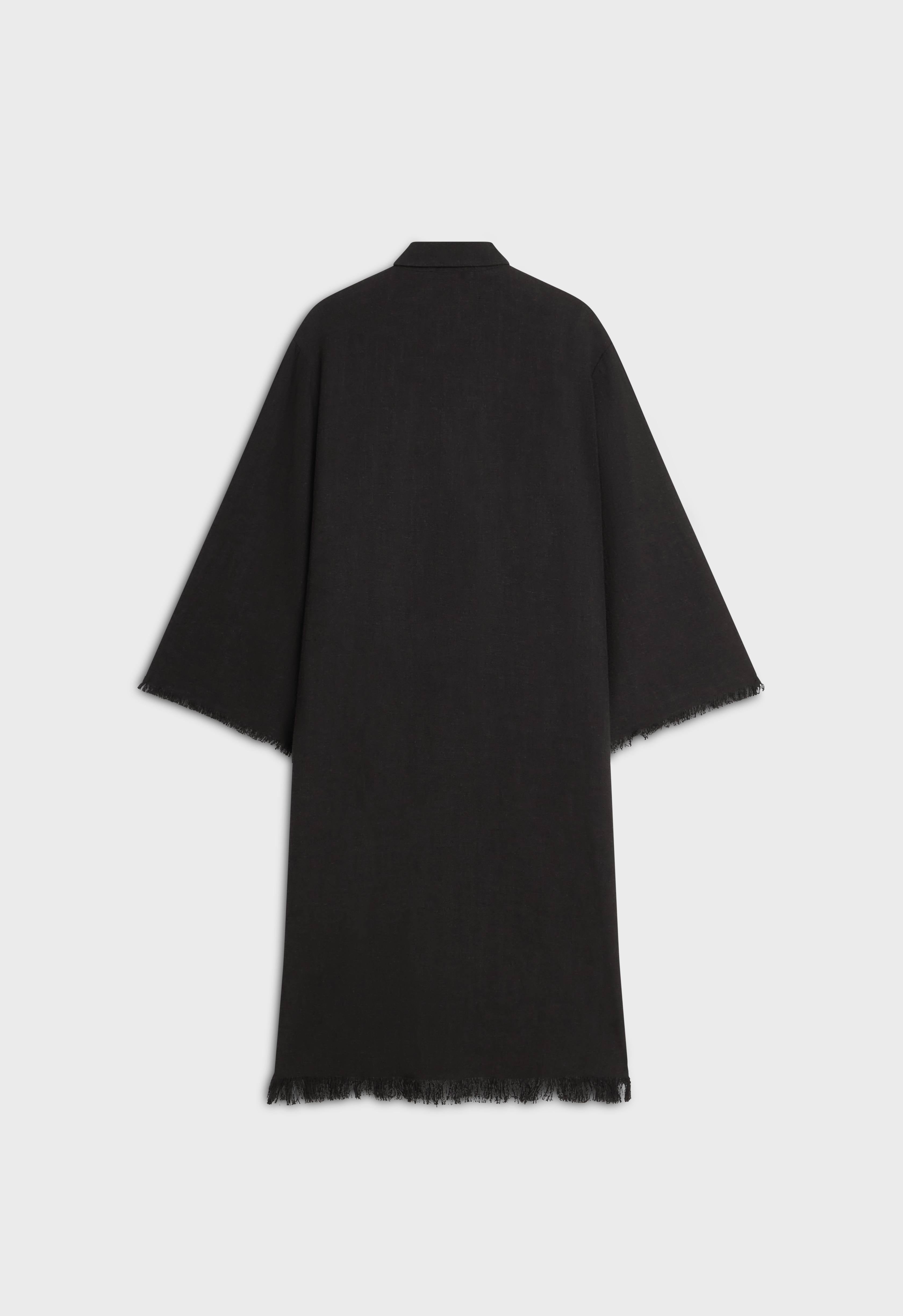 Frayed Hem Shirt Dress | Black