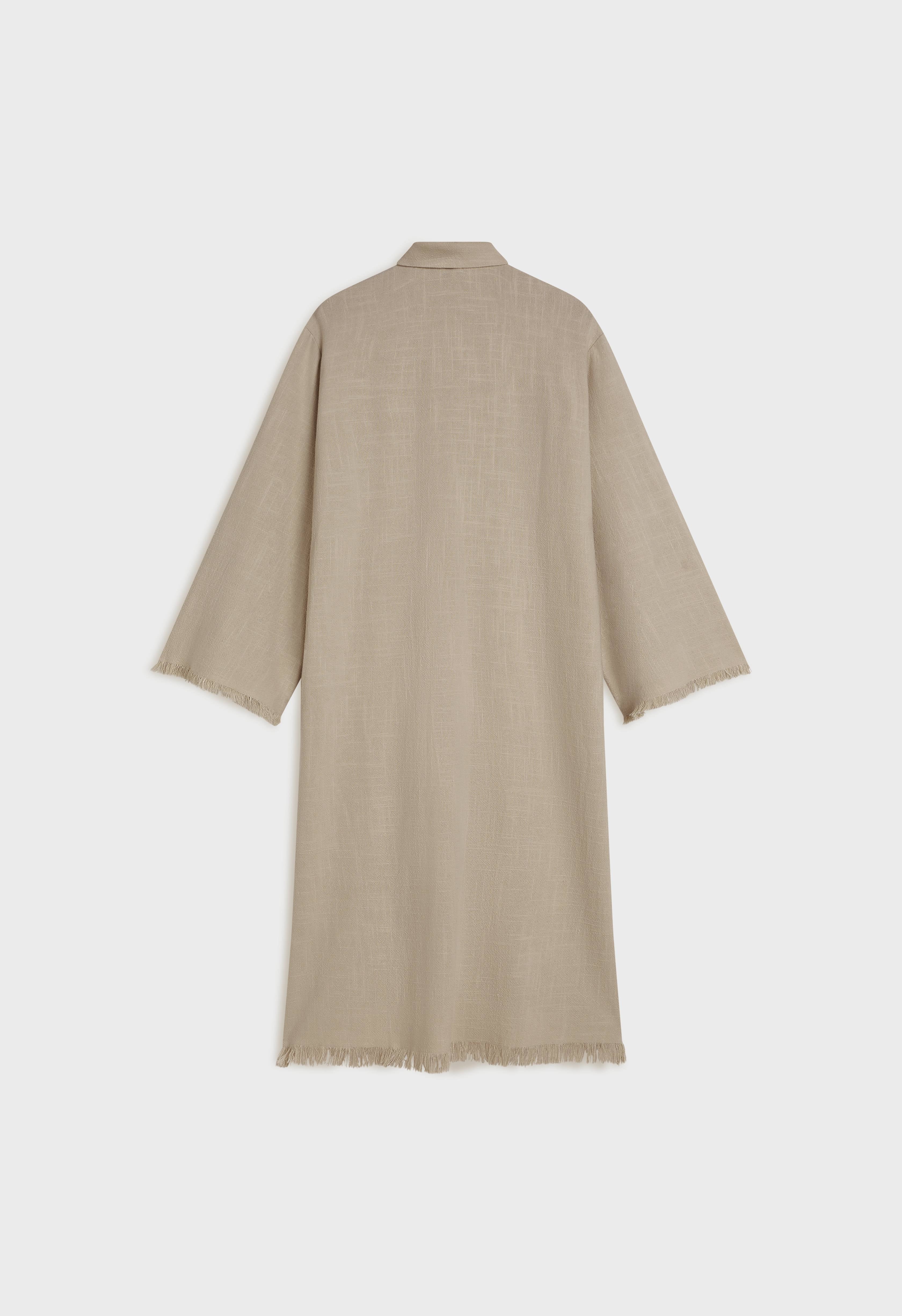 Frayed Hem Shirt Dress | Desert Brown