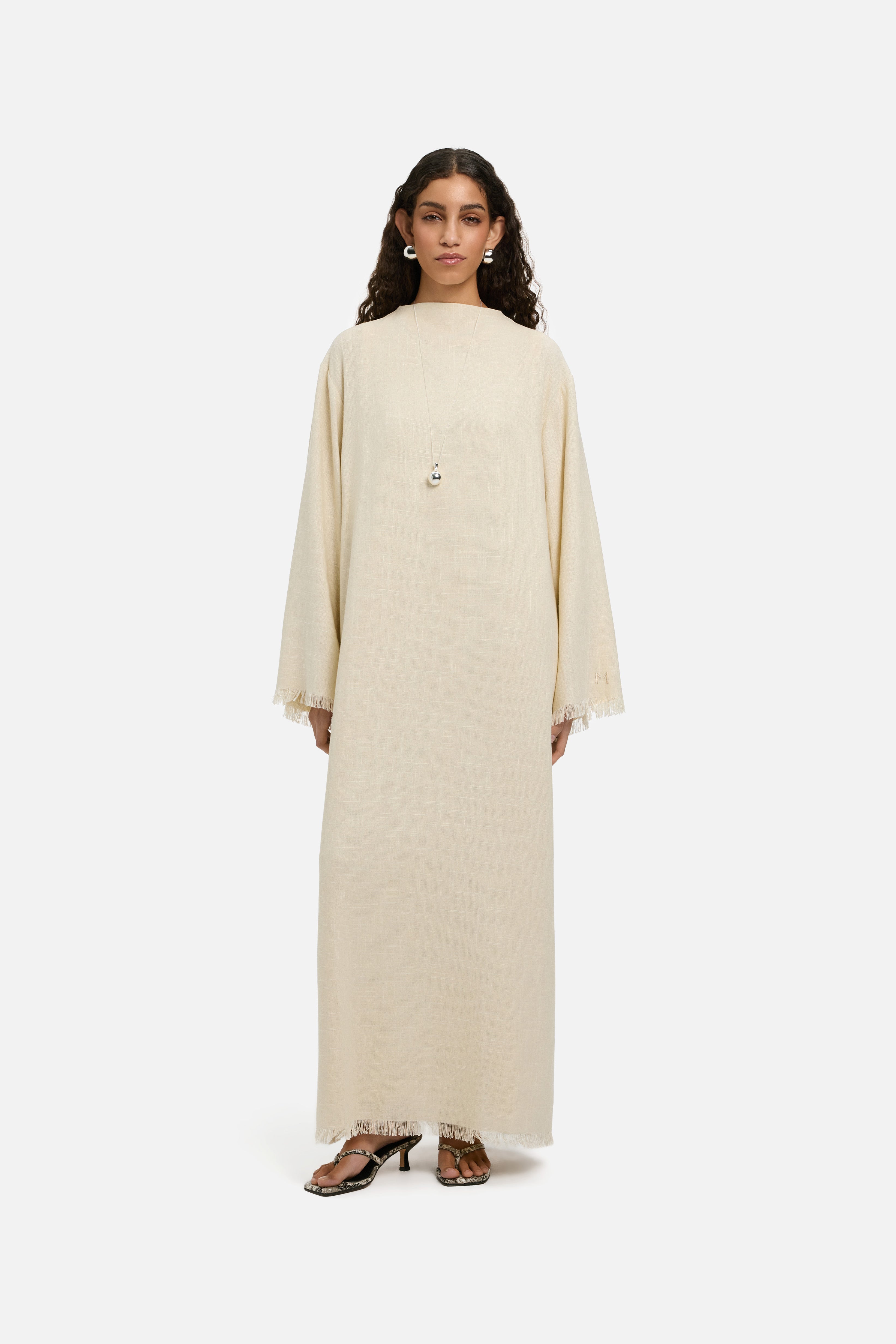 Frayed Hem Dress | Sand