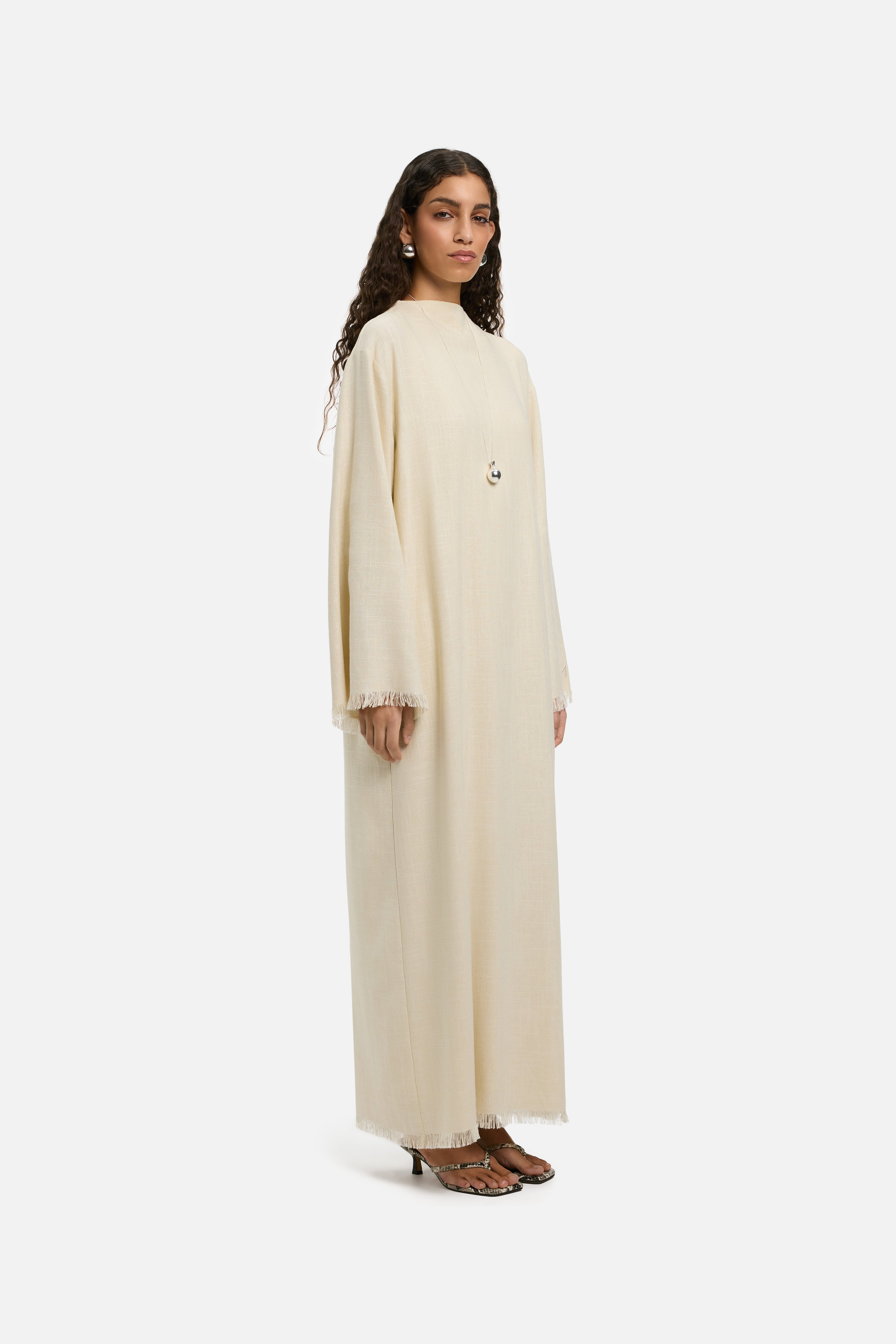 Frayed Hem Dress | Sand