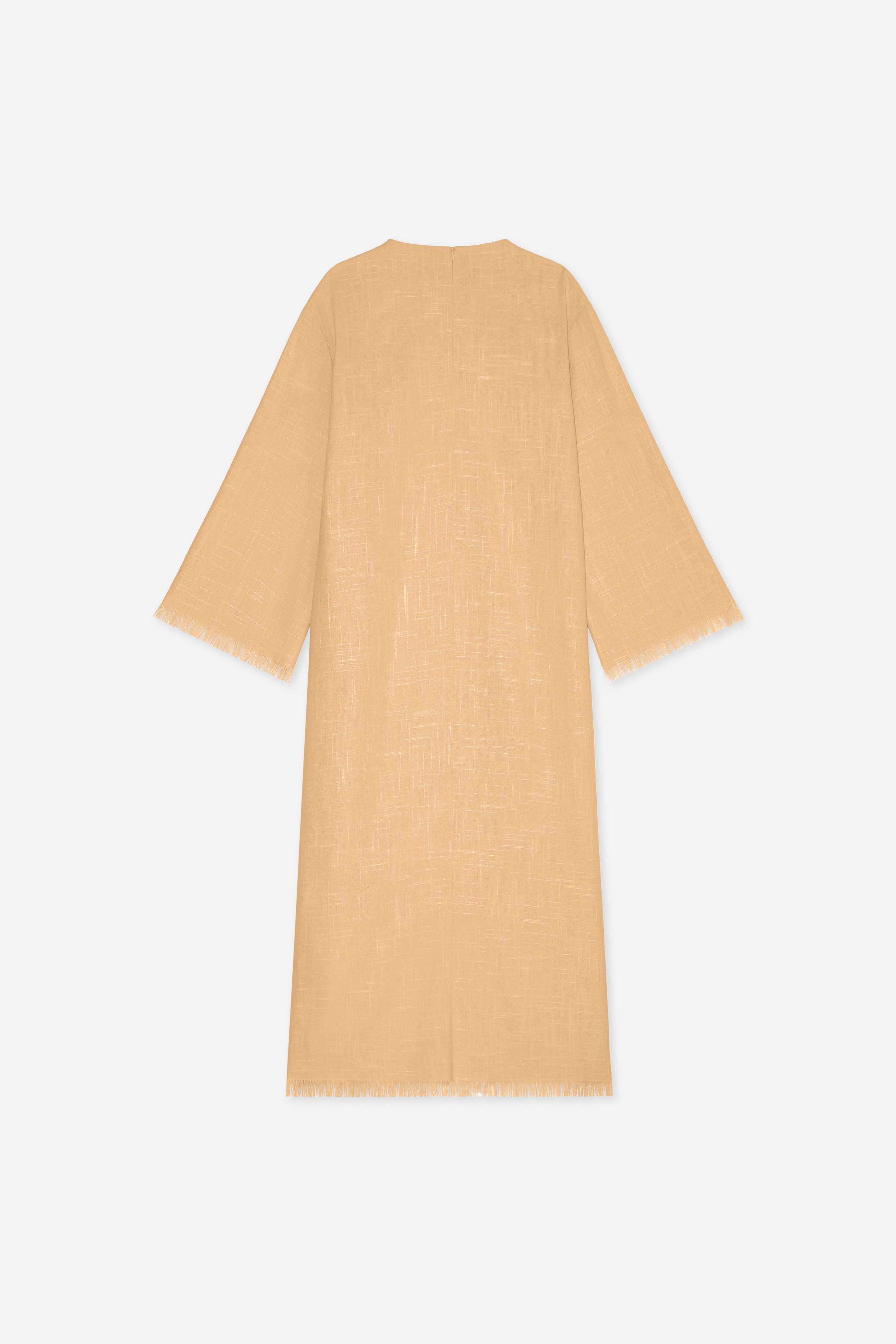 Frayed Hem Dress | Soft Biscotti