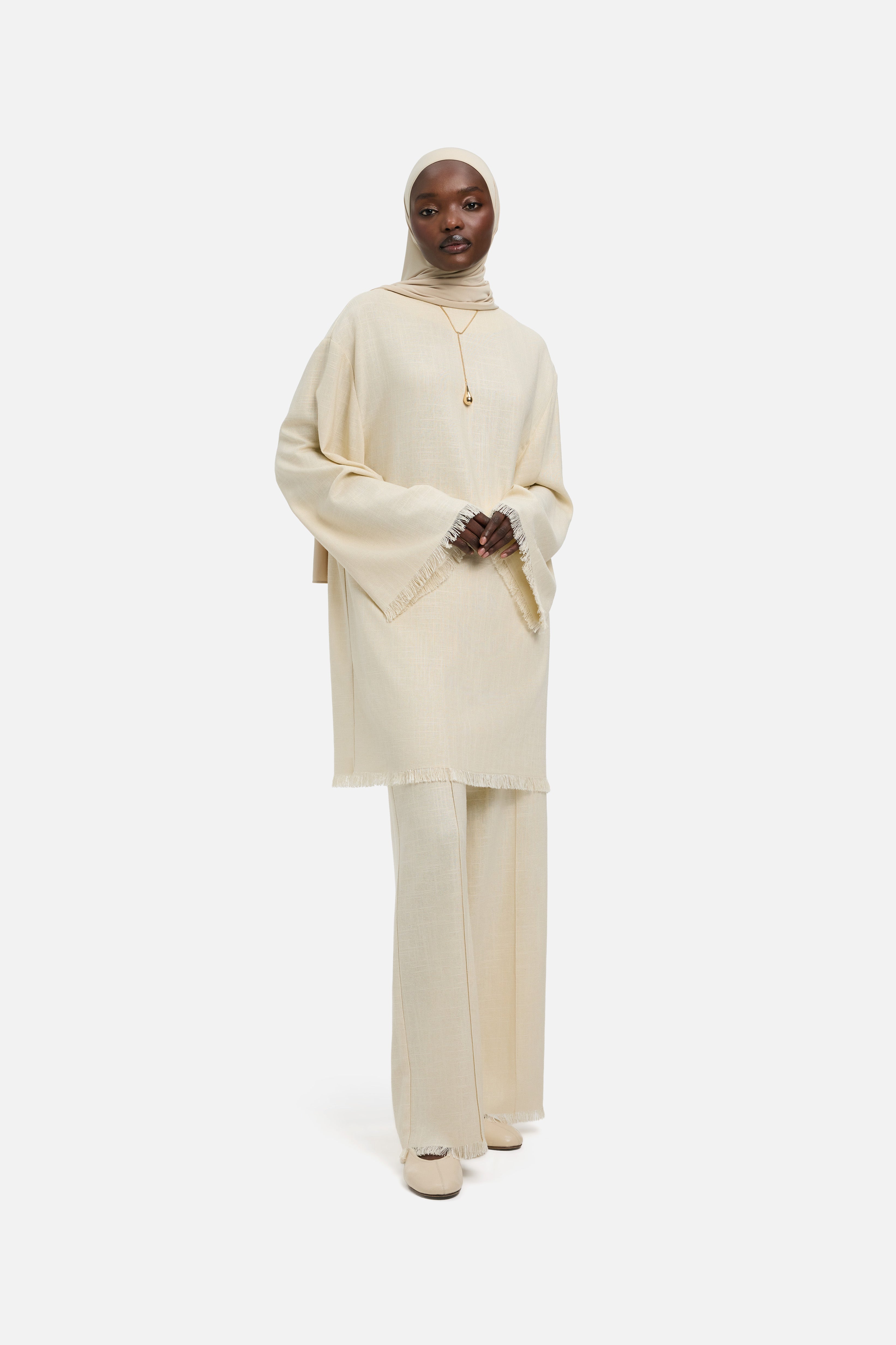 Frayed Hem Pants | Sand