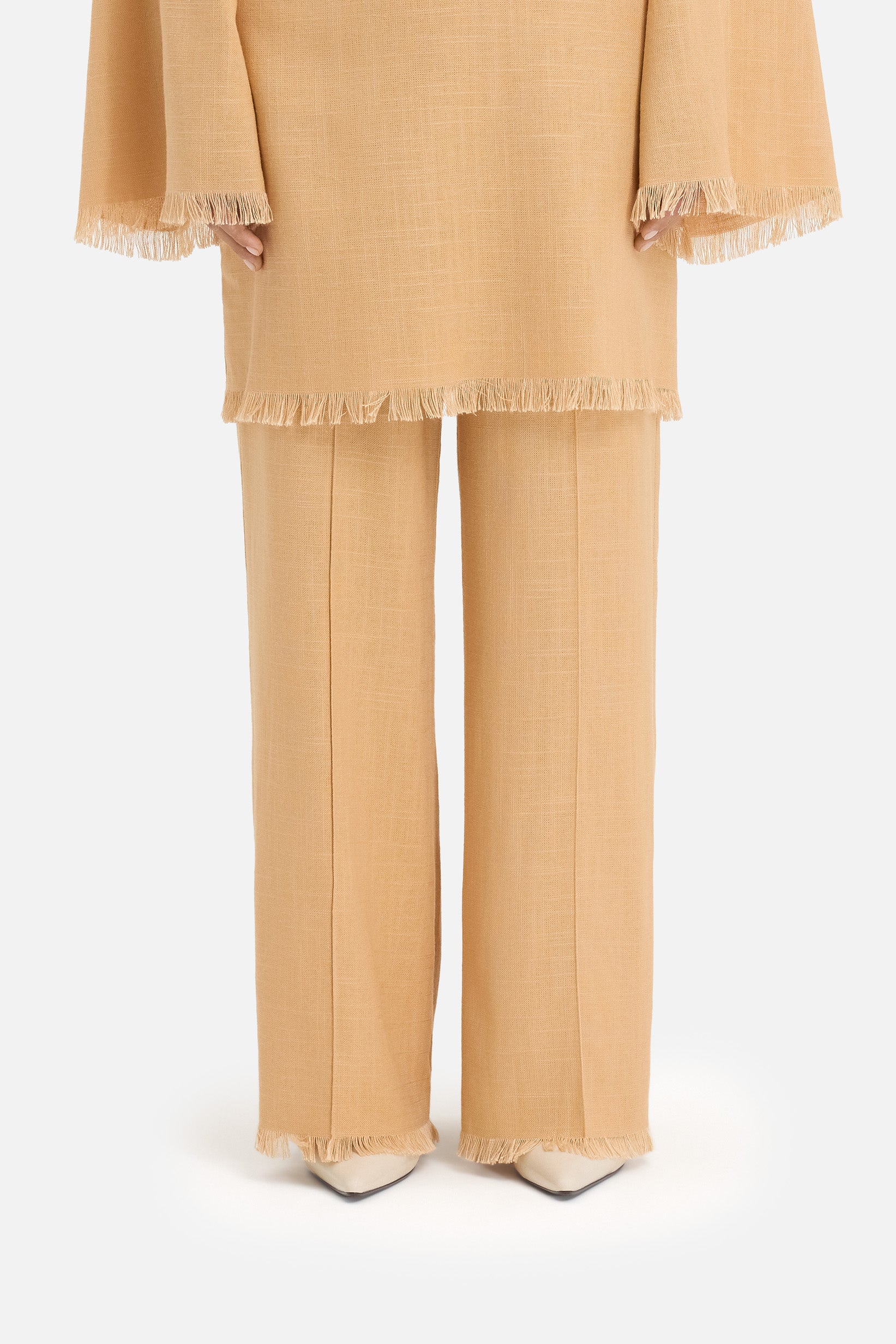 Frayed Hem Pants | Soft Biscotti