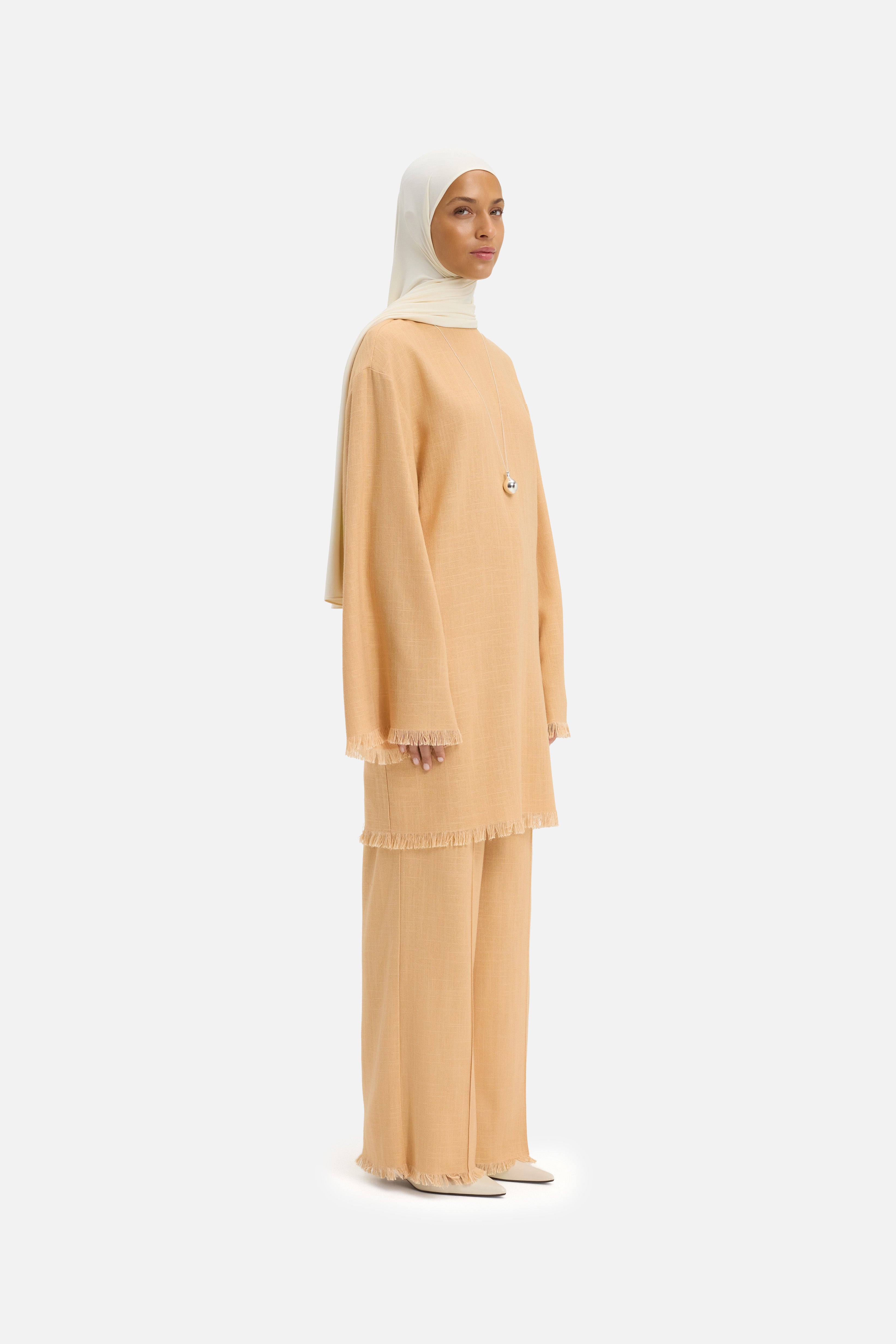 Frayed Hem Pants | Soft Biscotti