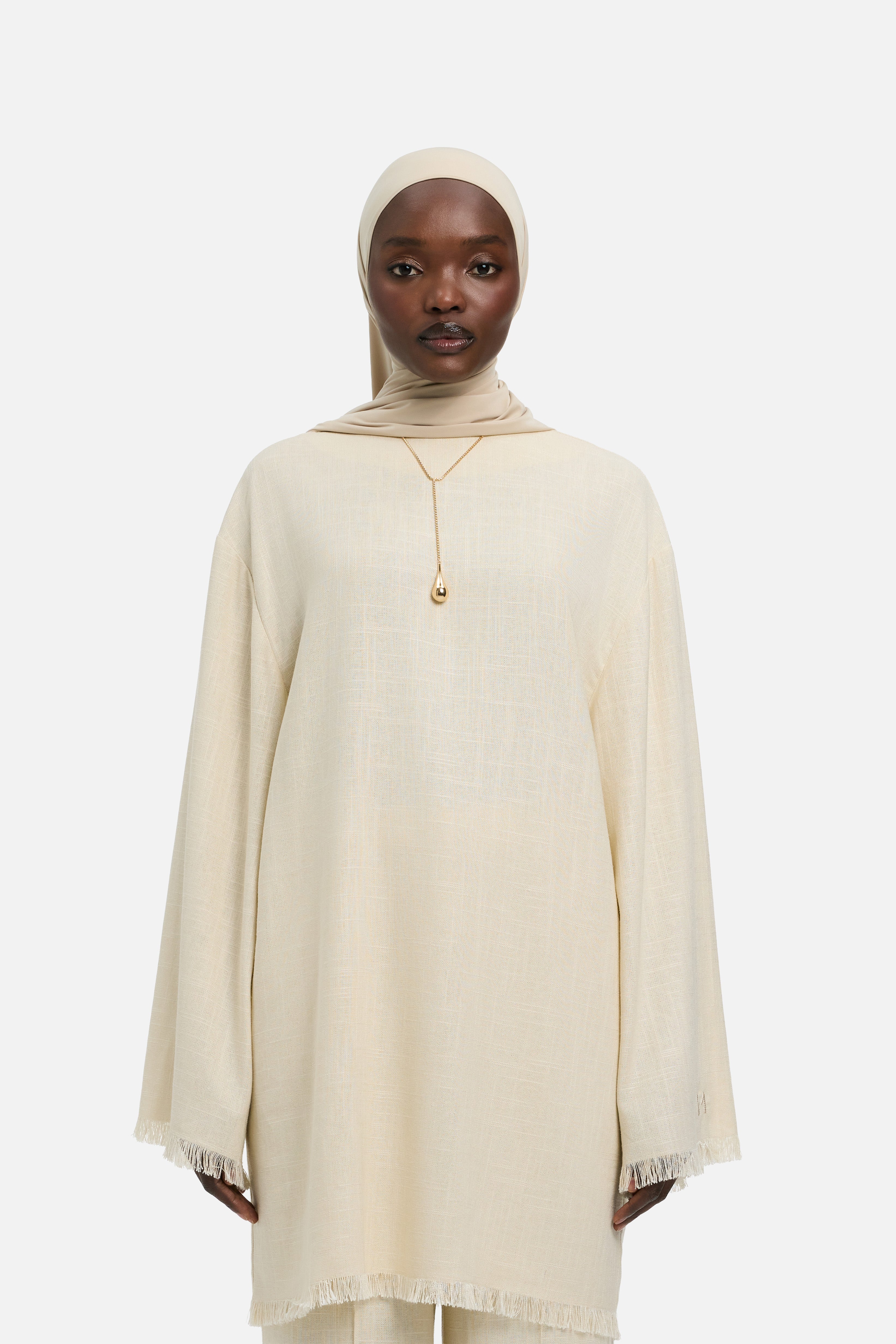 Frayed Hem Top | Sand