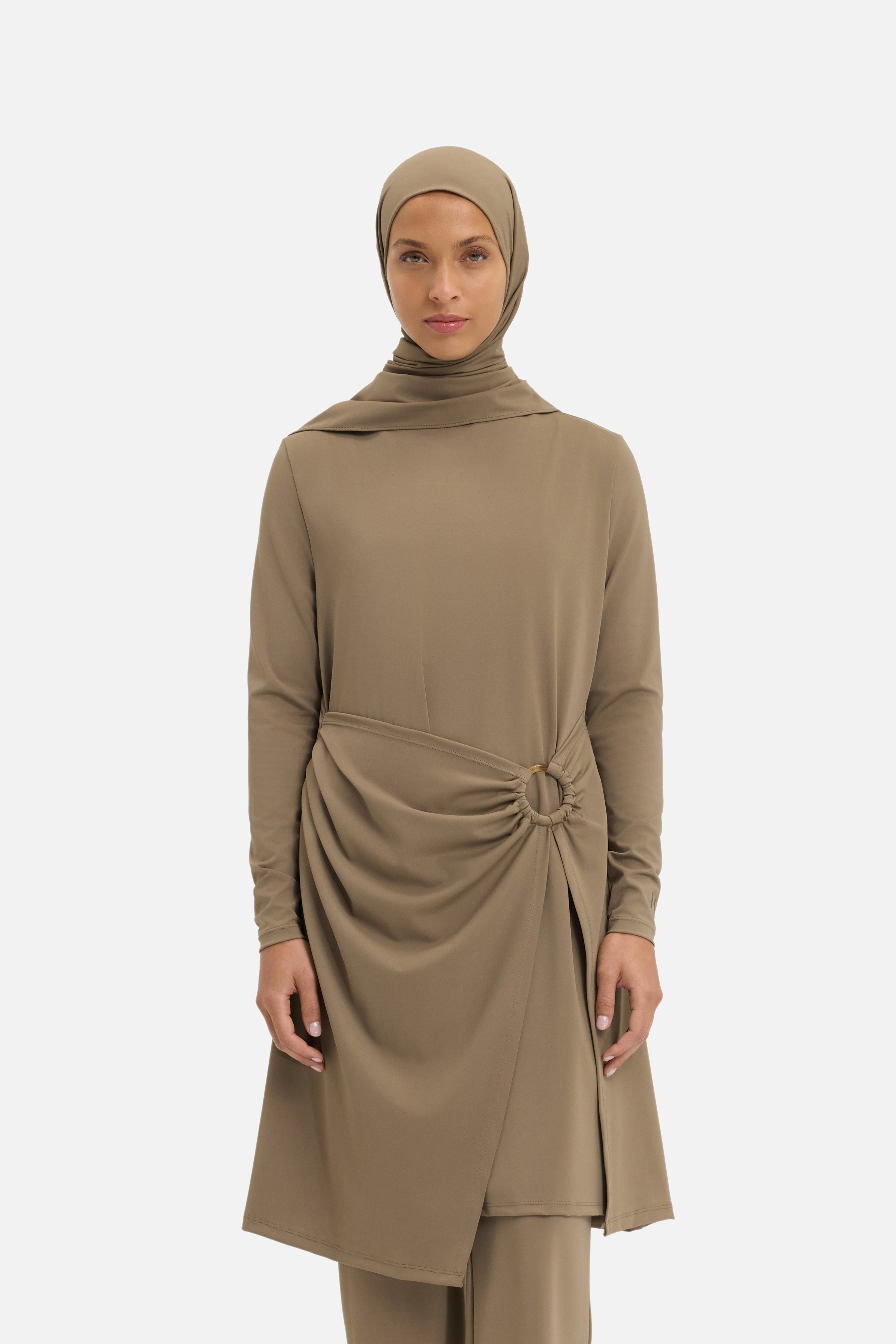 Gathered Swim Dress | Brown Clay