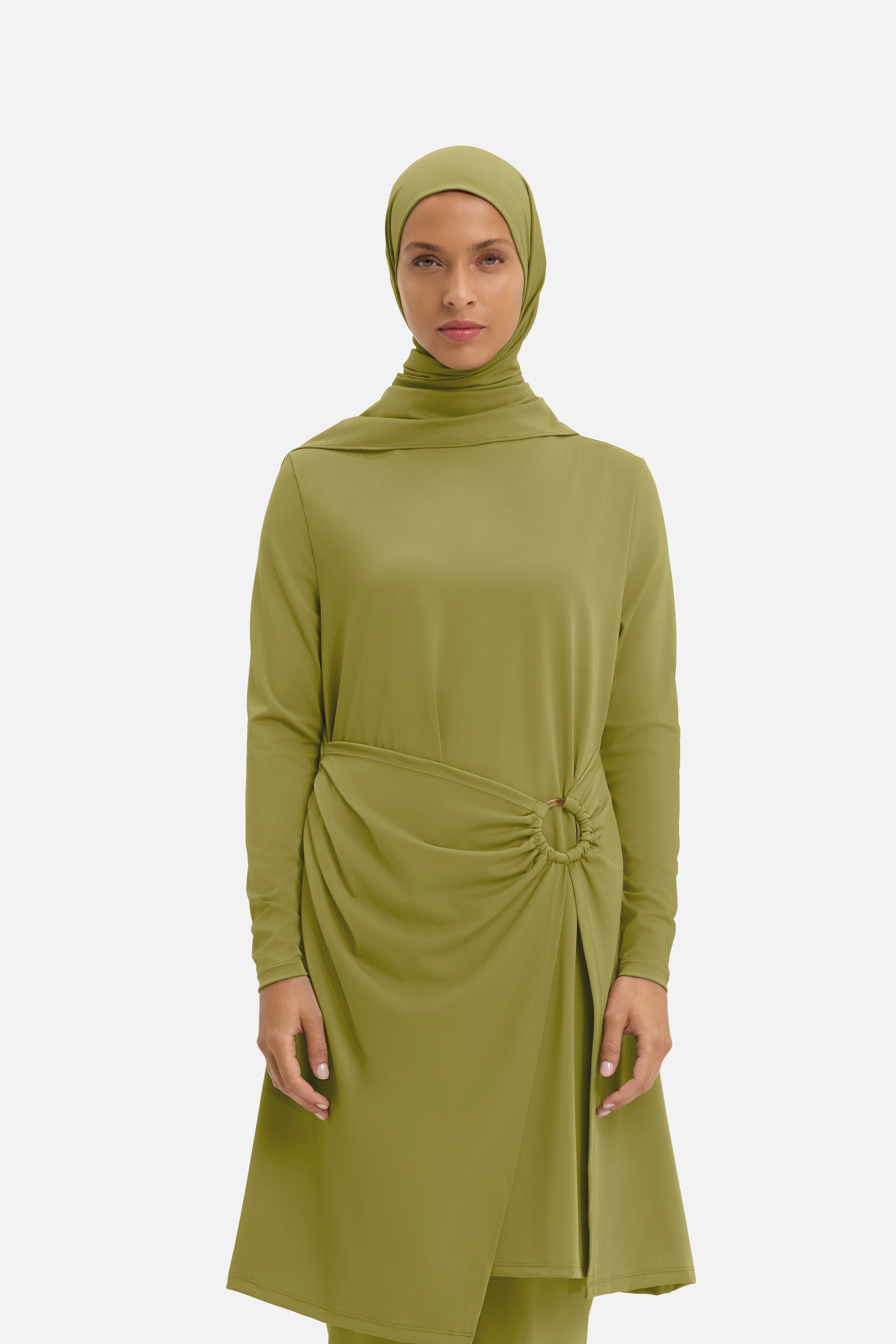 Gathered Swim Dress | Ground Basil