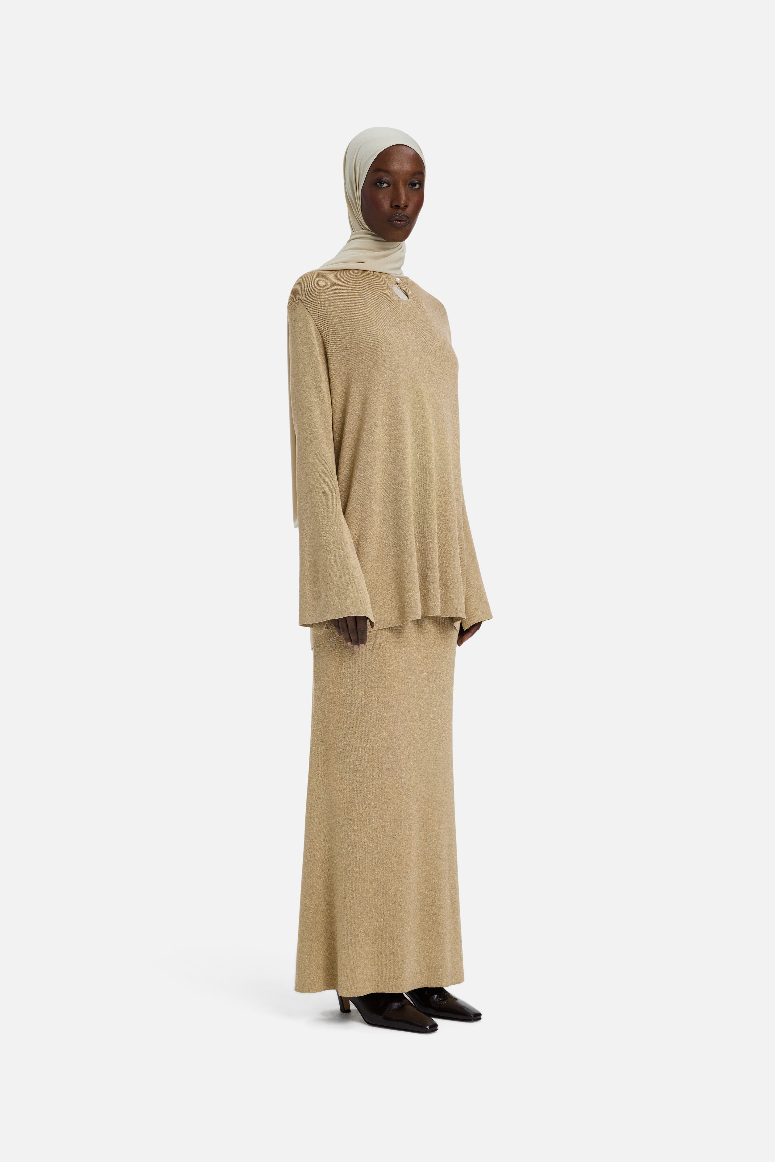 Gilded Knit Skirt | Light Gold