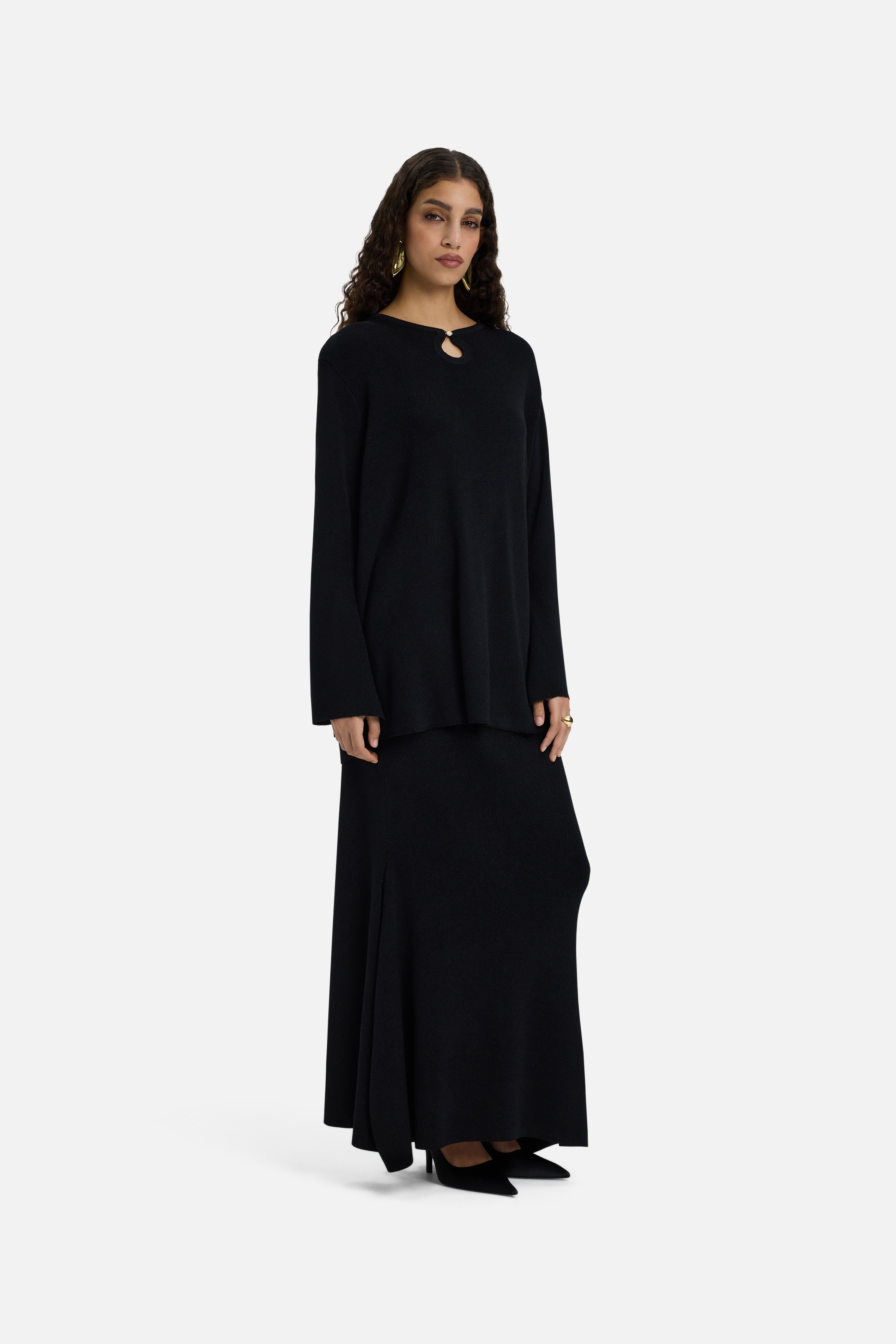 Gilded Knit Skirt | Black