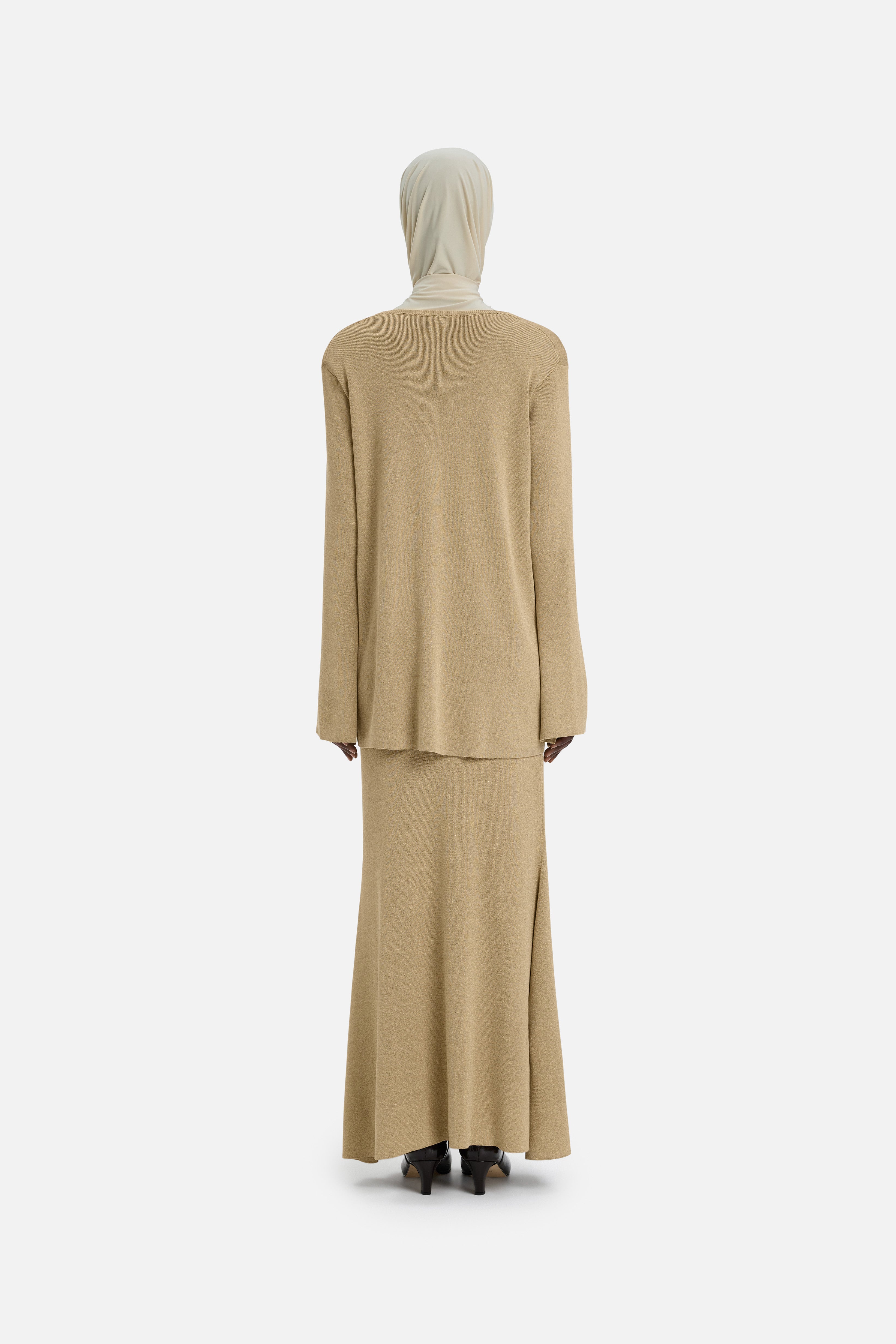 Gilded Knit Skirt | Light Gold