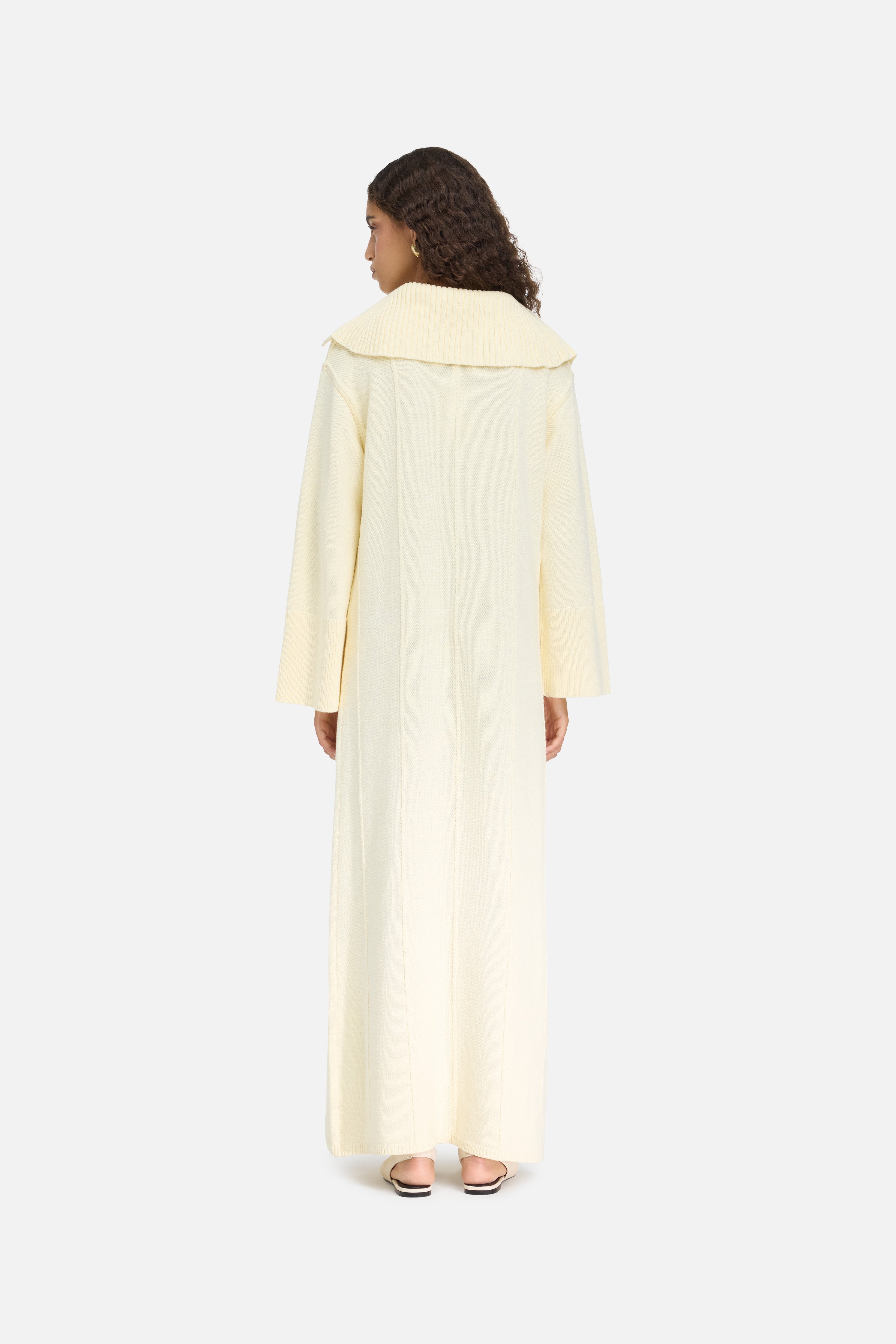 Knitted Collar Dress | Porcelain