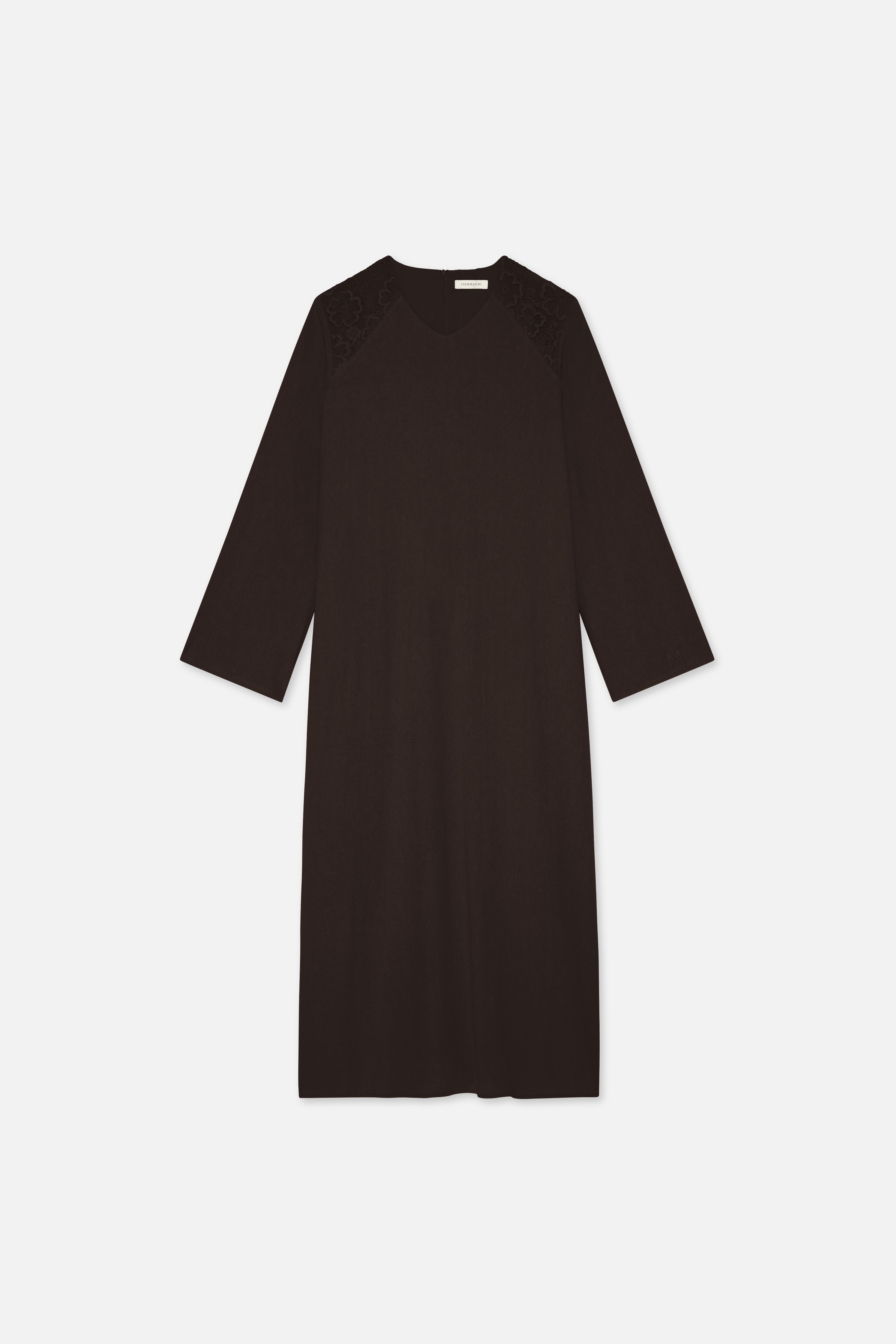 Lace Trim Dress | Dark Brown