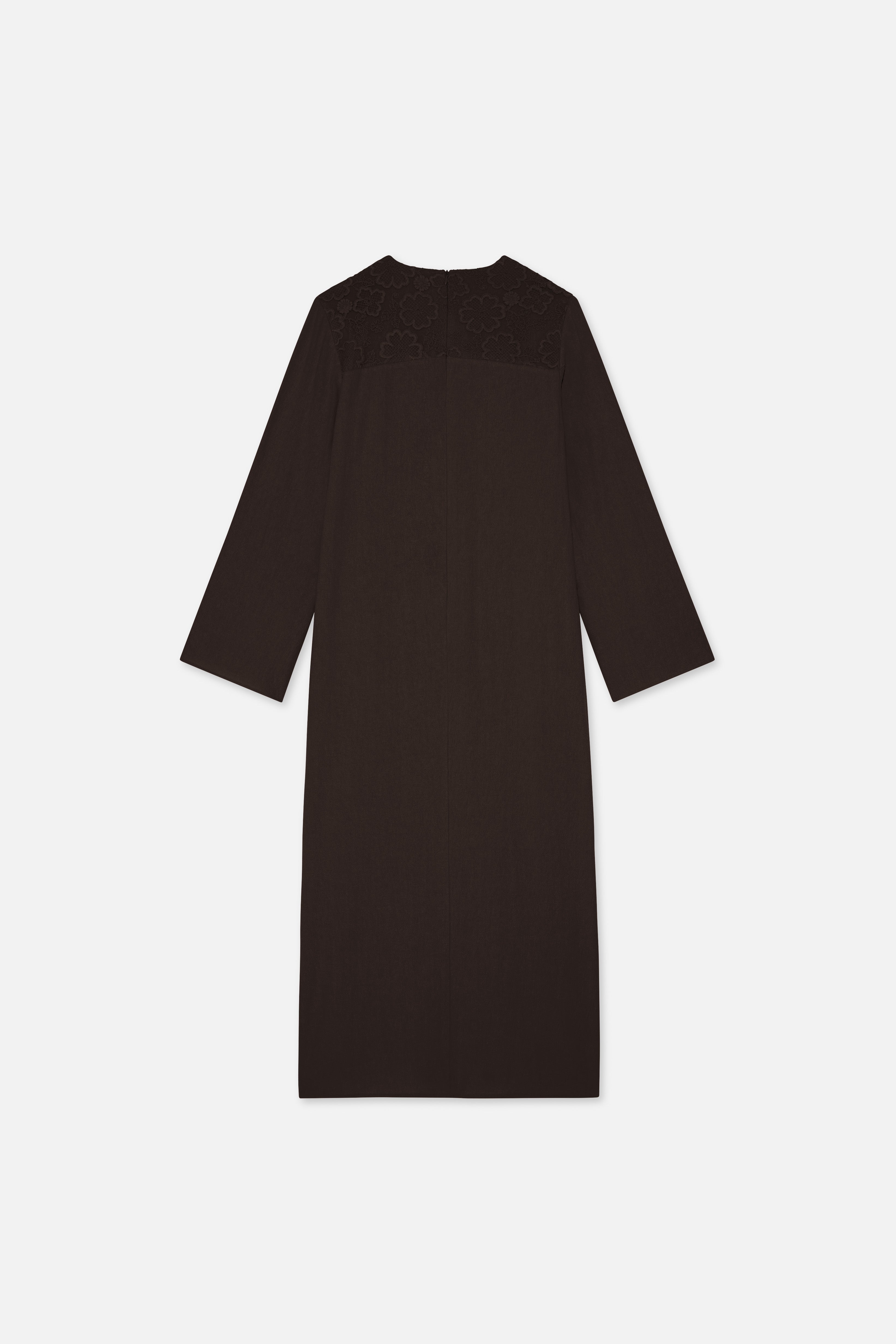 Lace Trim Dress | Dark Brown