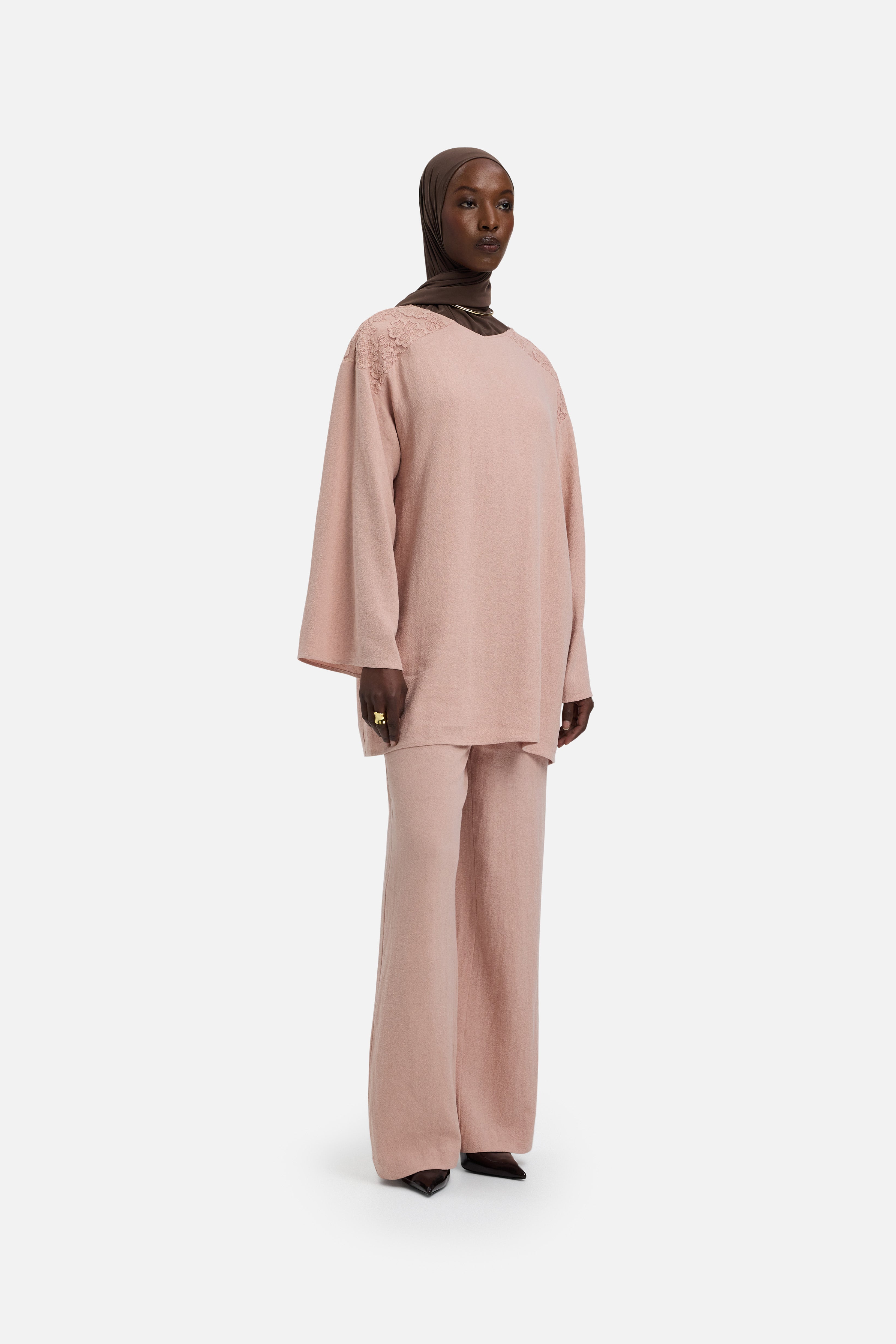 Lace Trim Pants | Deep Rose