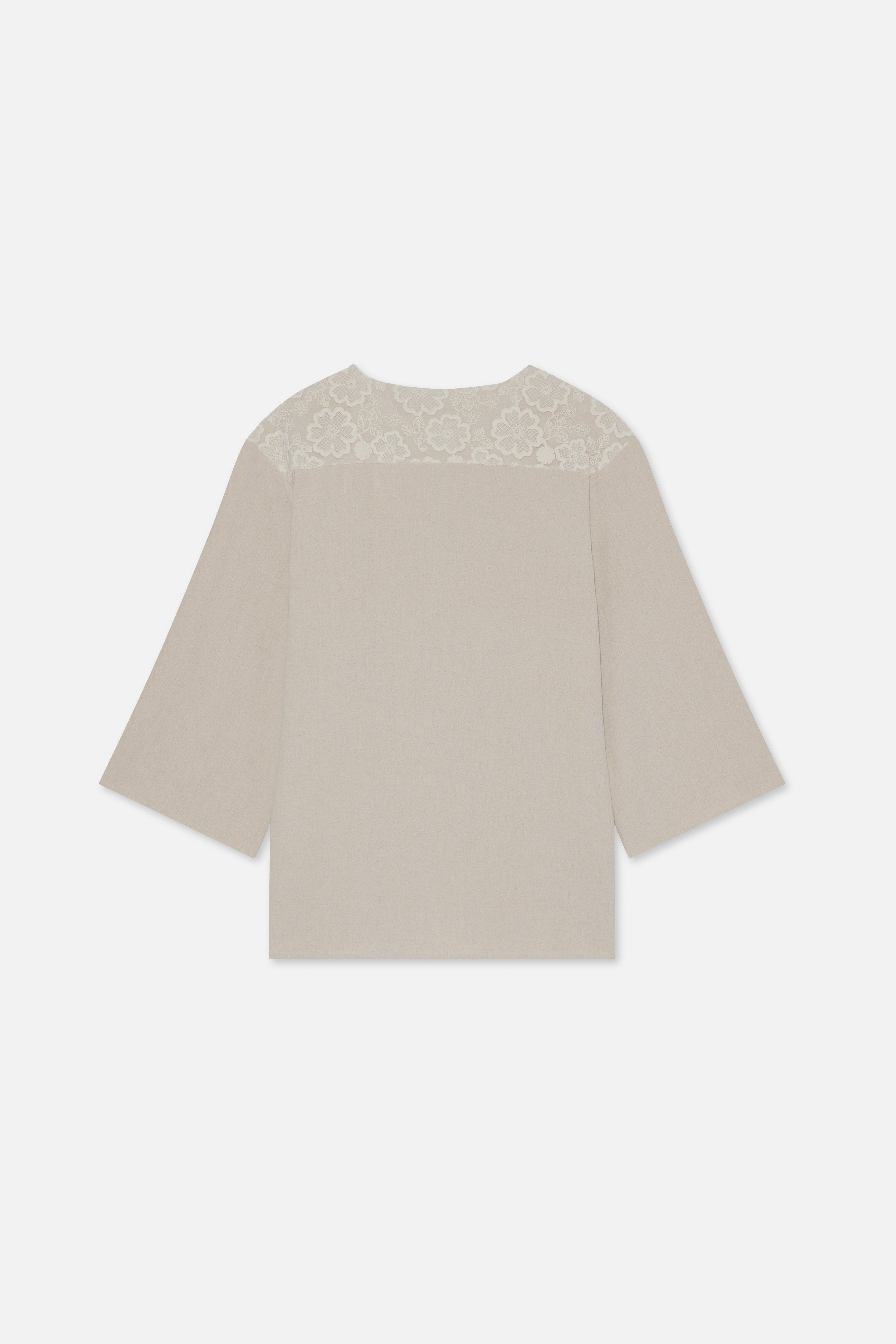Lace Trim Top | Grey Sand