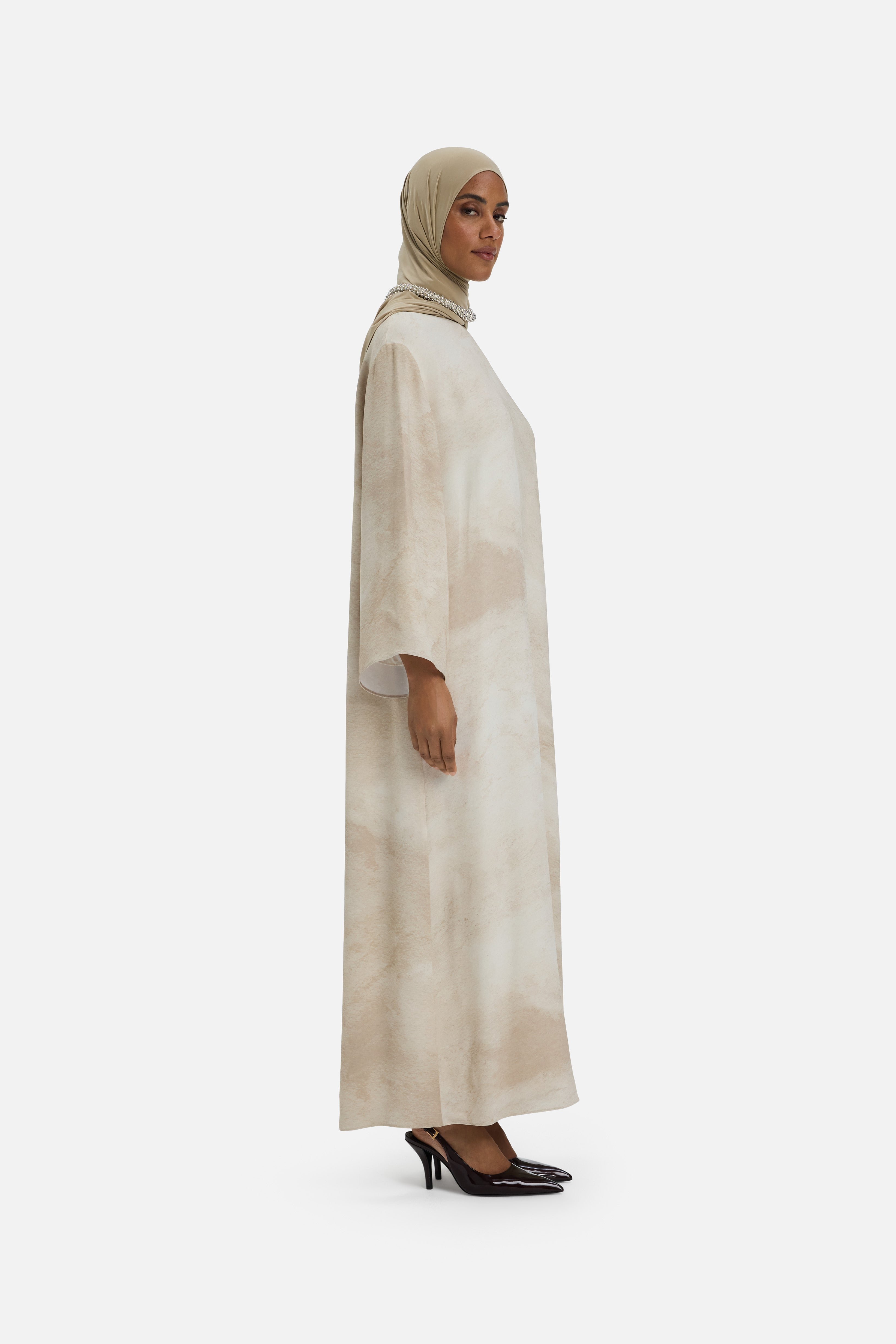 Marble Crew Neck Dress | Mocha Marble