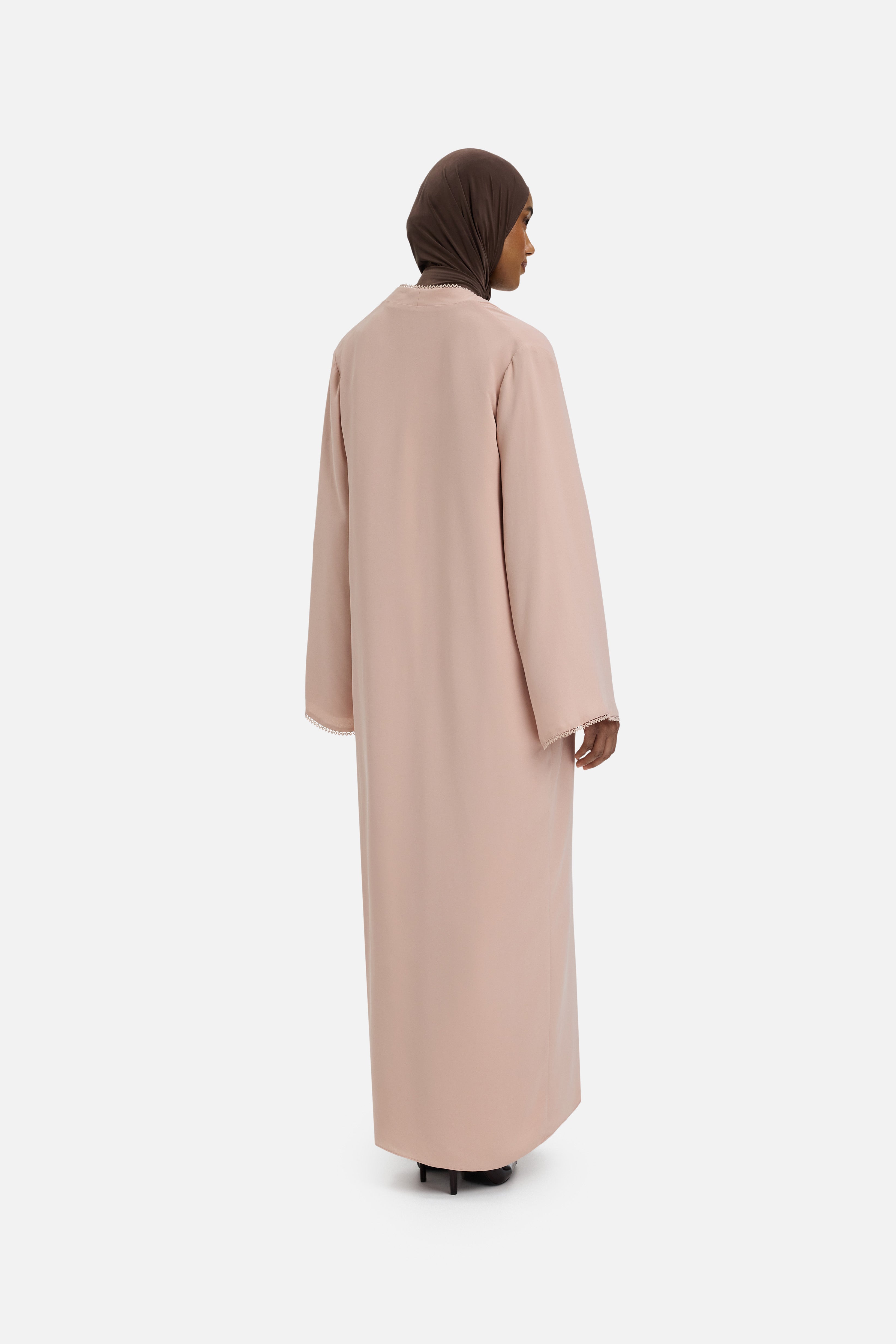Picot Edge Abaya | Dark Rose