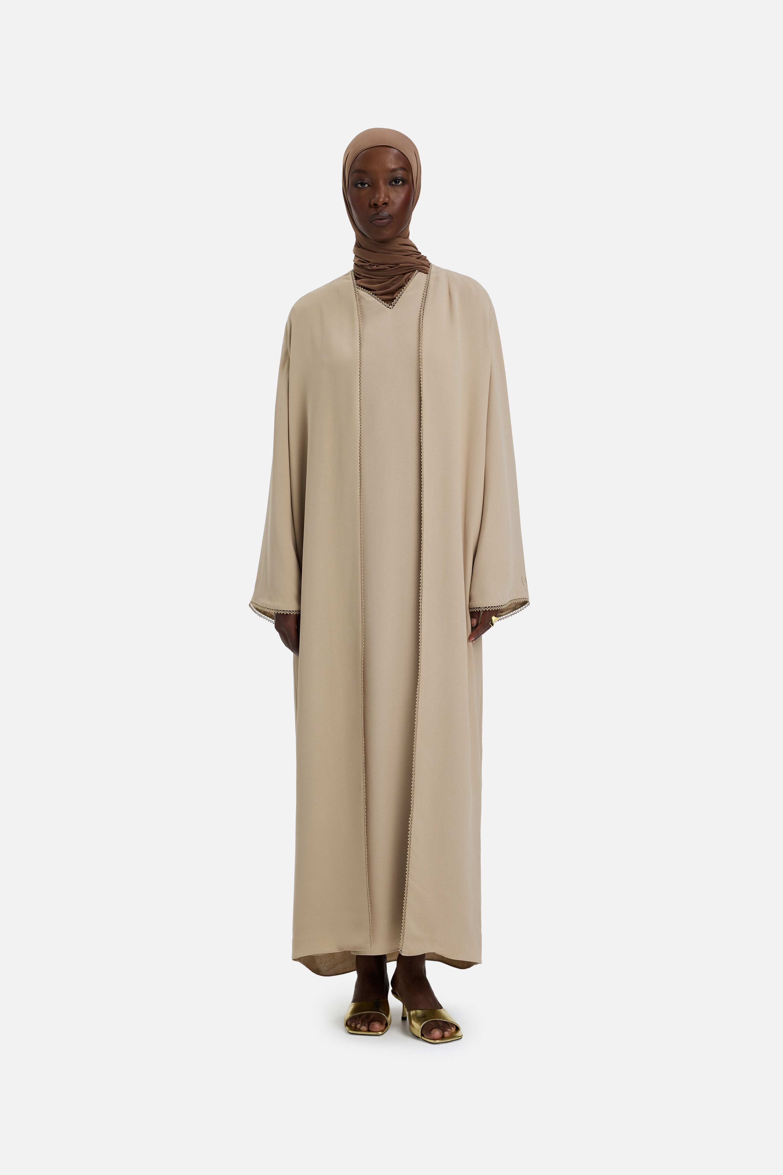 Picot Edge Abaya | Mocha