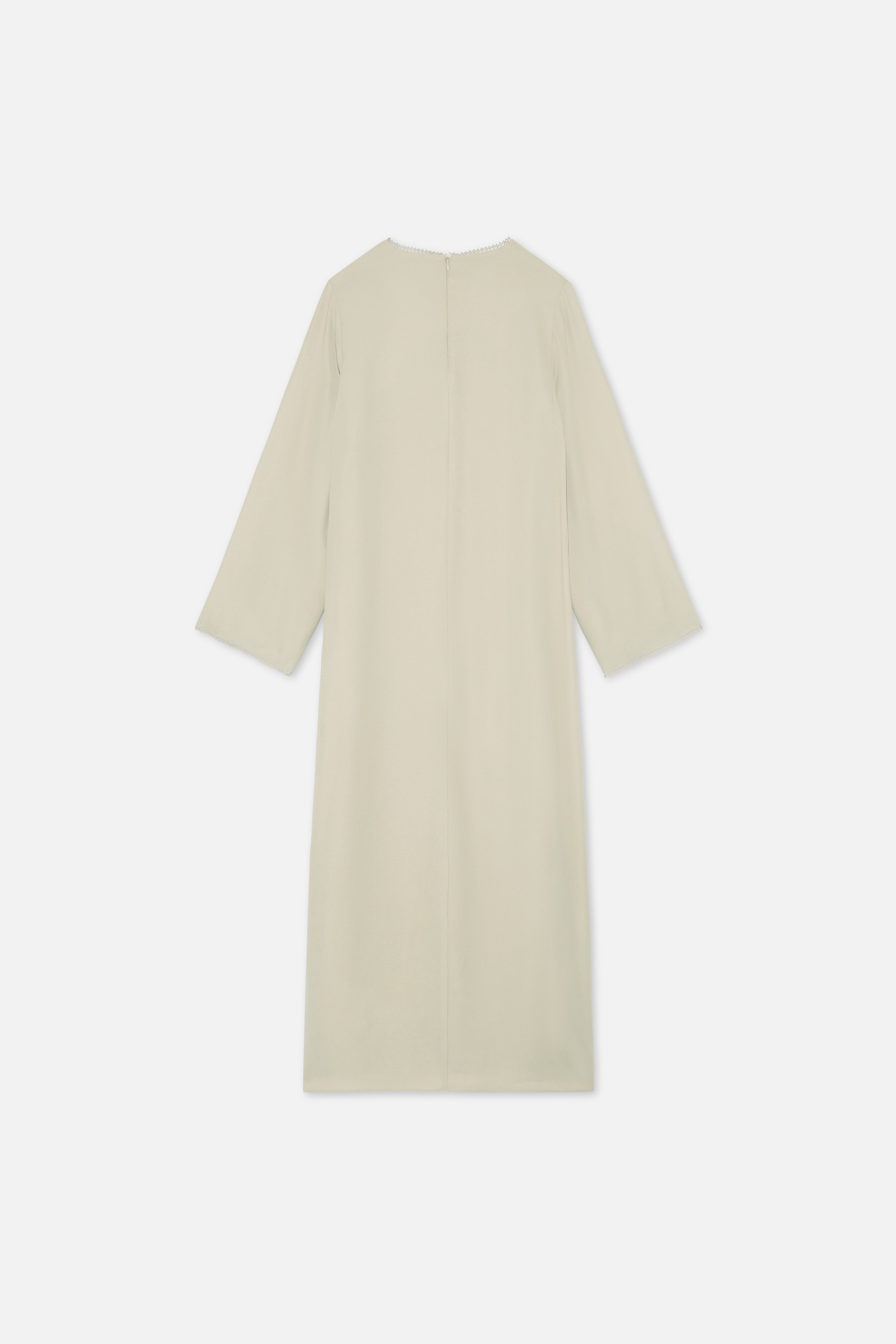 Picot Neck Dress | Sand