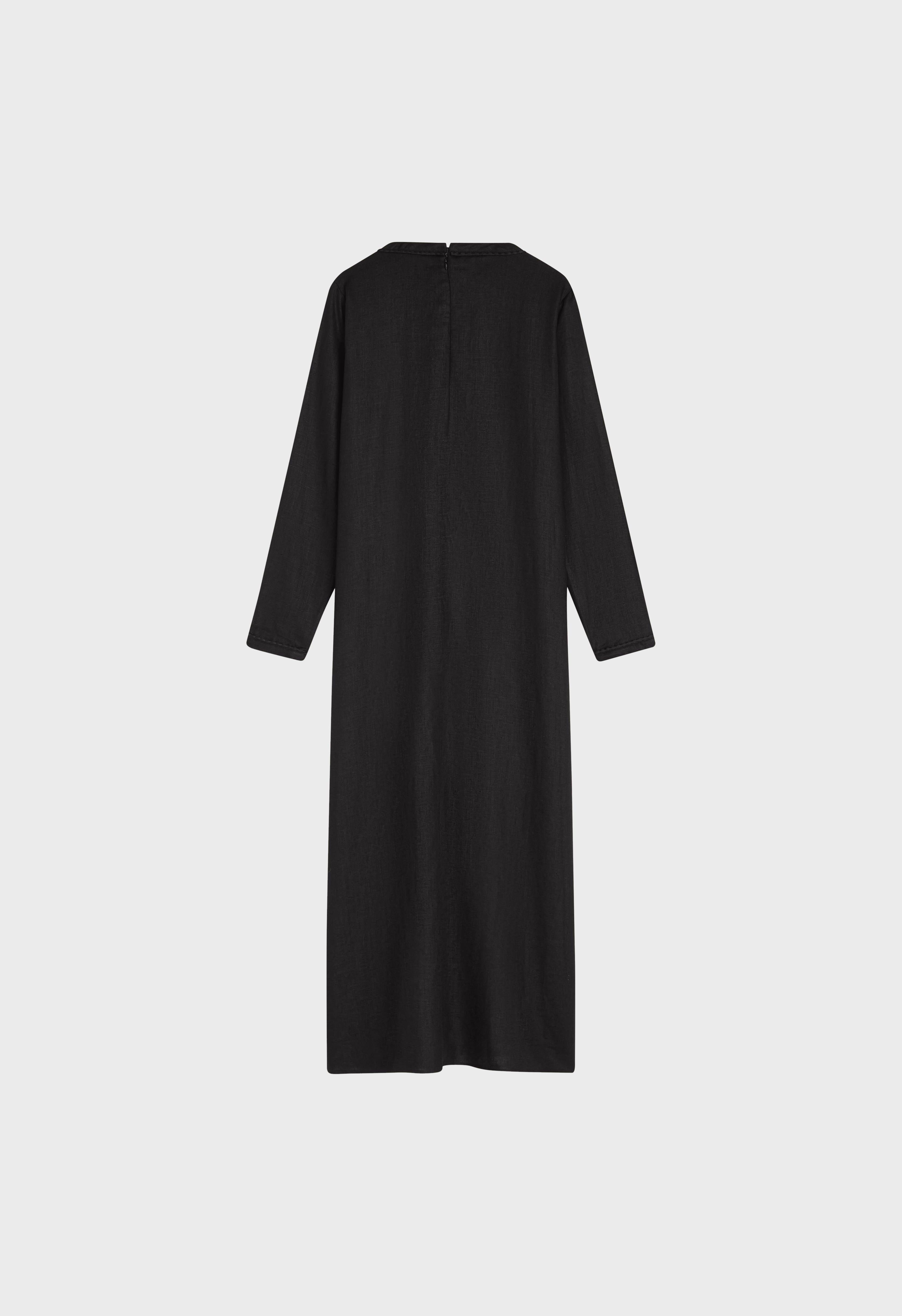 Plain Linen Dress | Black