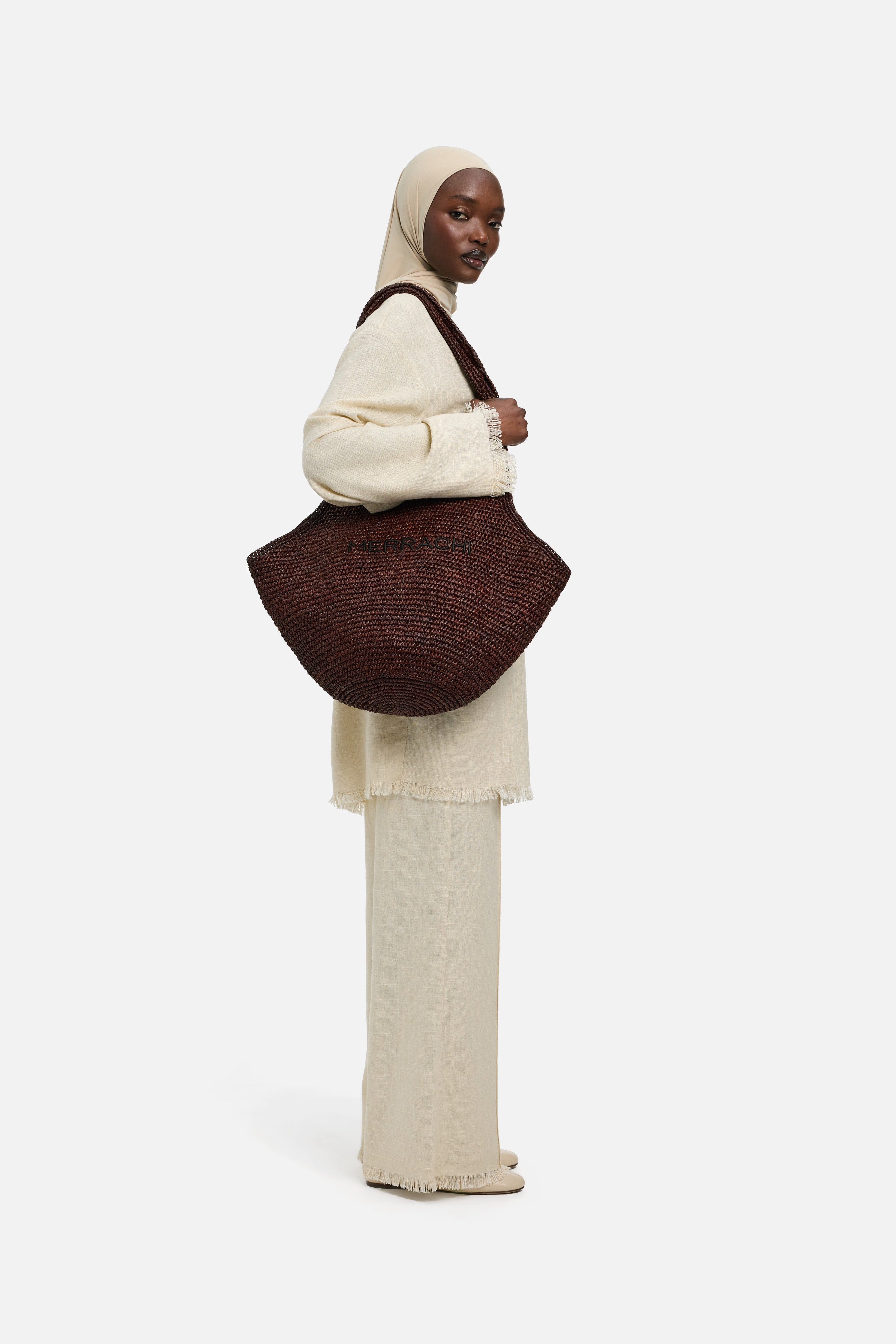 Real Raffia Bag | Dark Terra