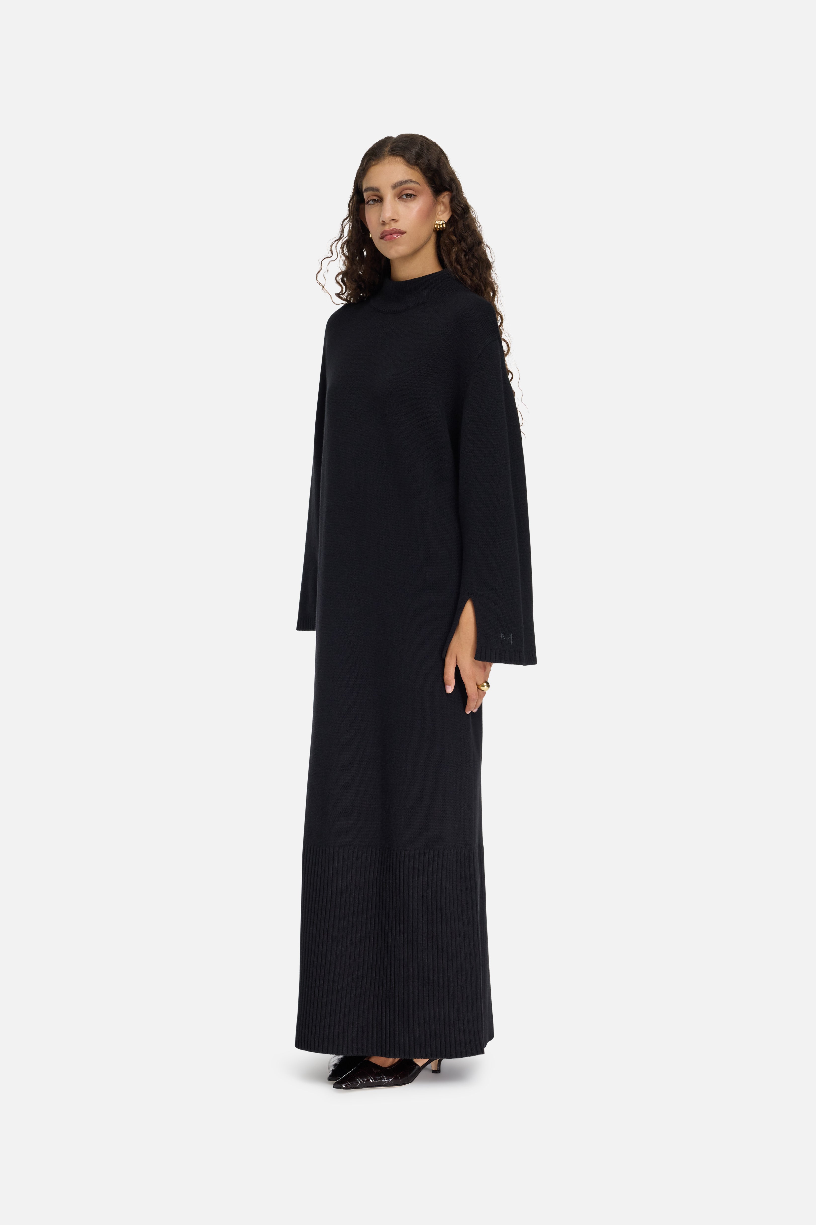 Ribbed Knit Dress | Black