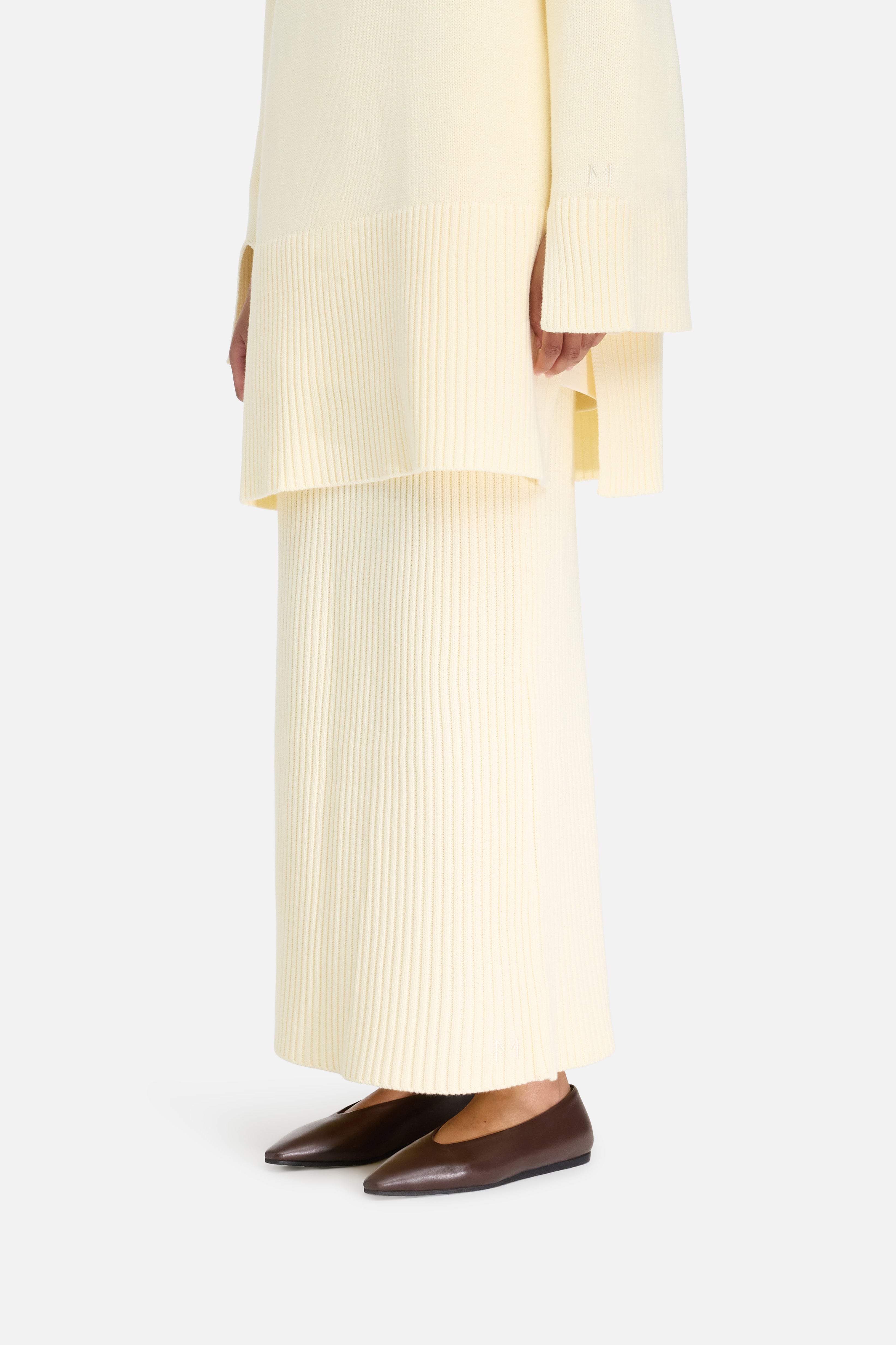 Ribbed Knit Skirt | Porcelain