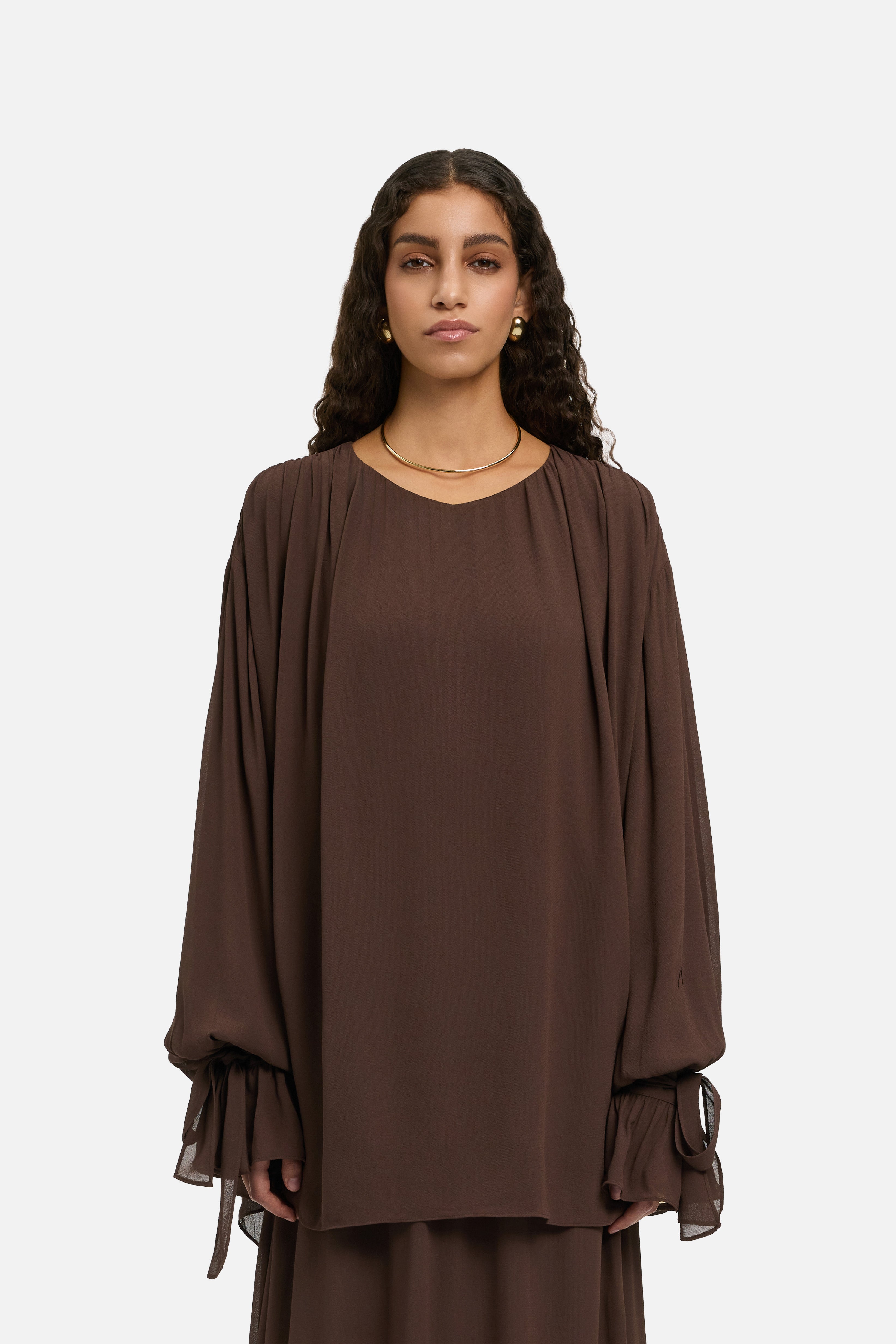 Romantic Ruffle Blouse | Burnt Mocha
