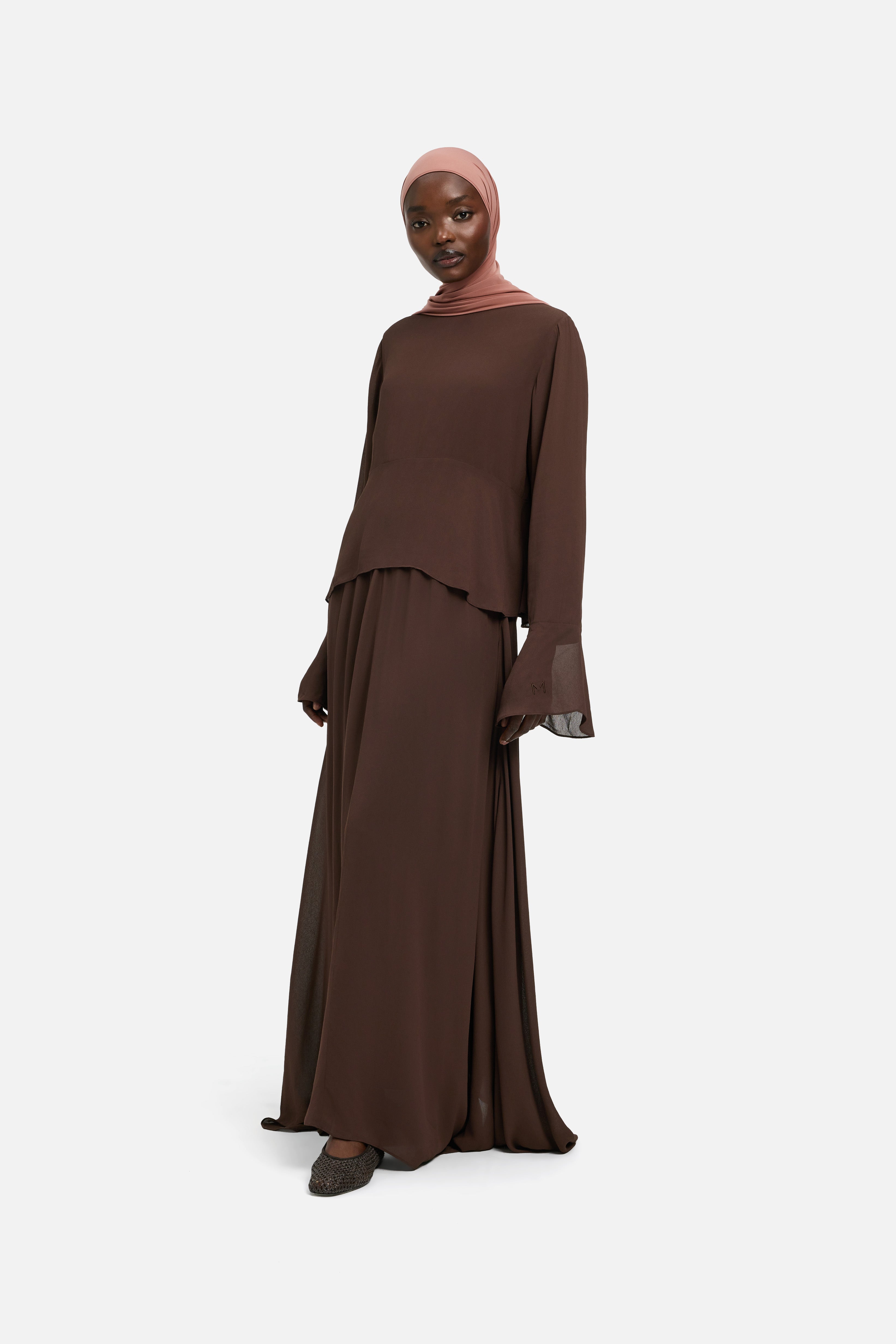 Romantic Ruffle Dress | Burnt Mocha