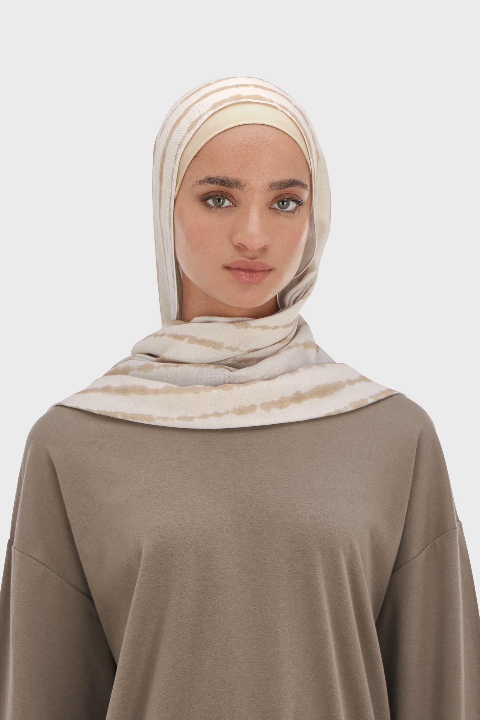 Weightless Woven Scarf | Beige Rose Shibori Print | MERRACHI
