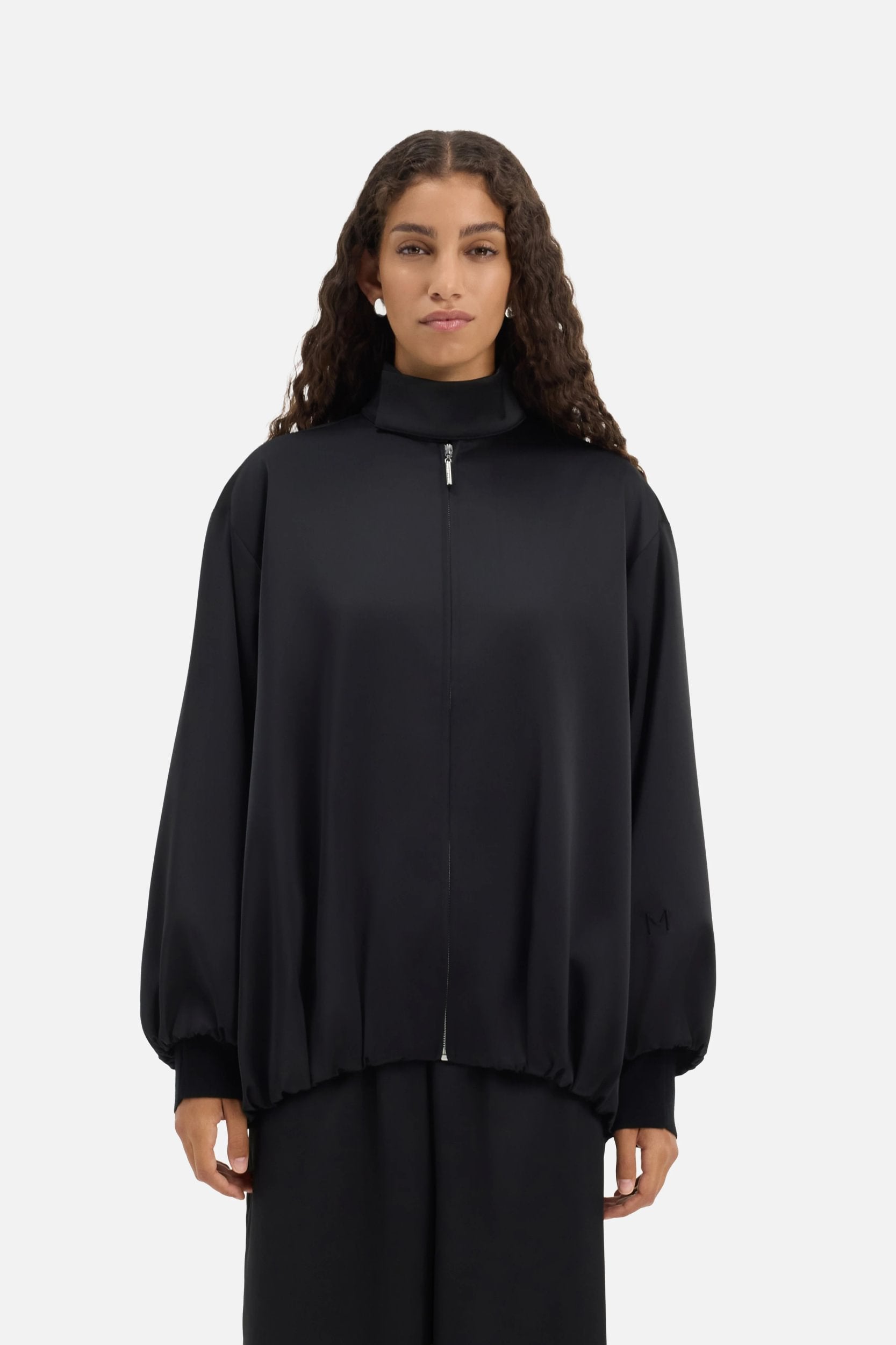 Satin Balloon Jacket | Black | MERRACHI