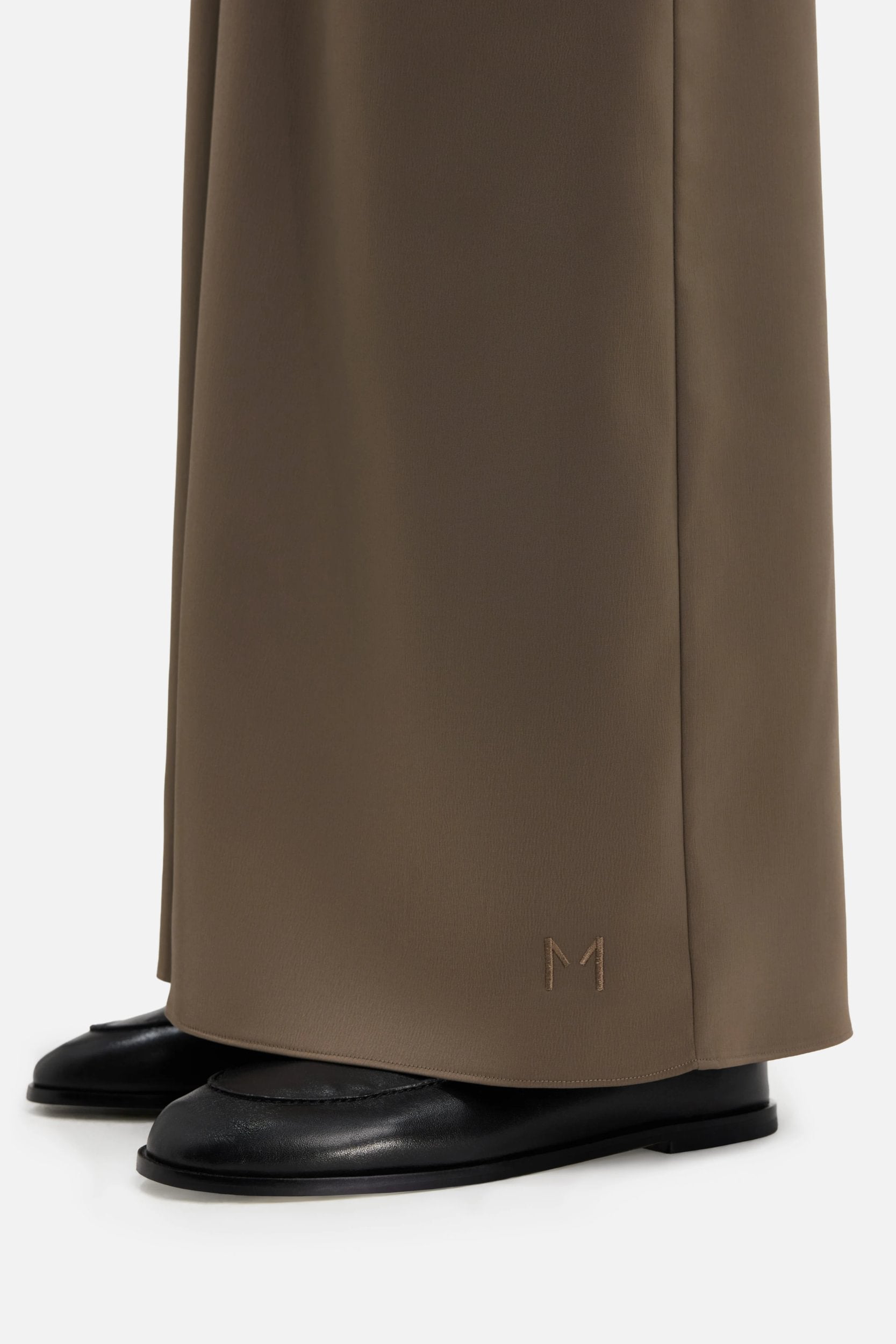 Satin Gathered Trousers | Smoke Green