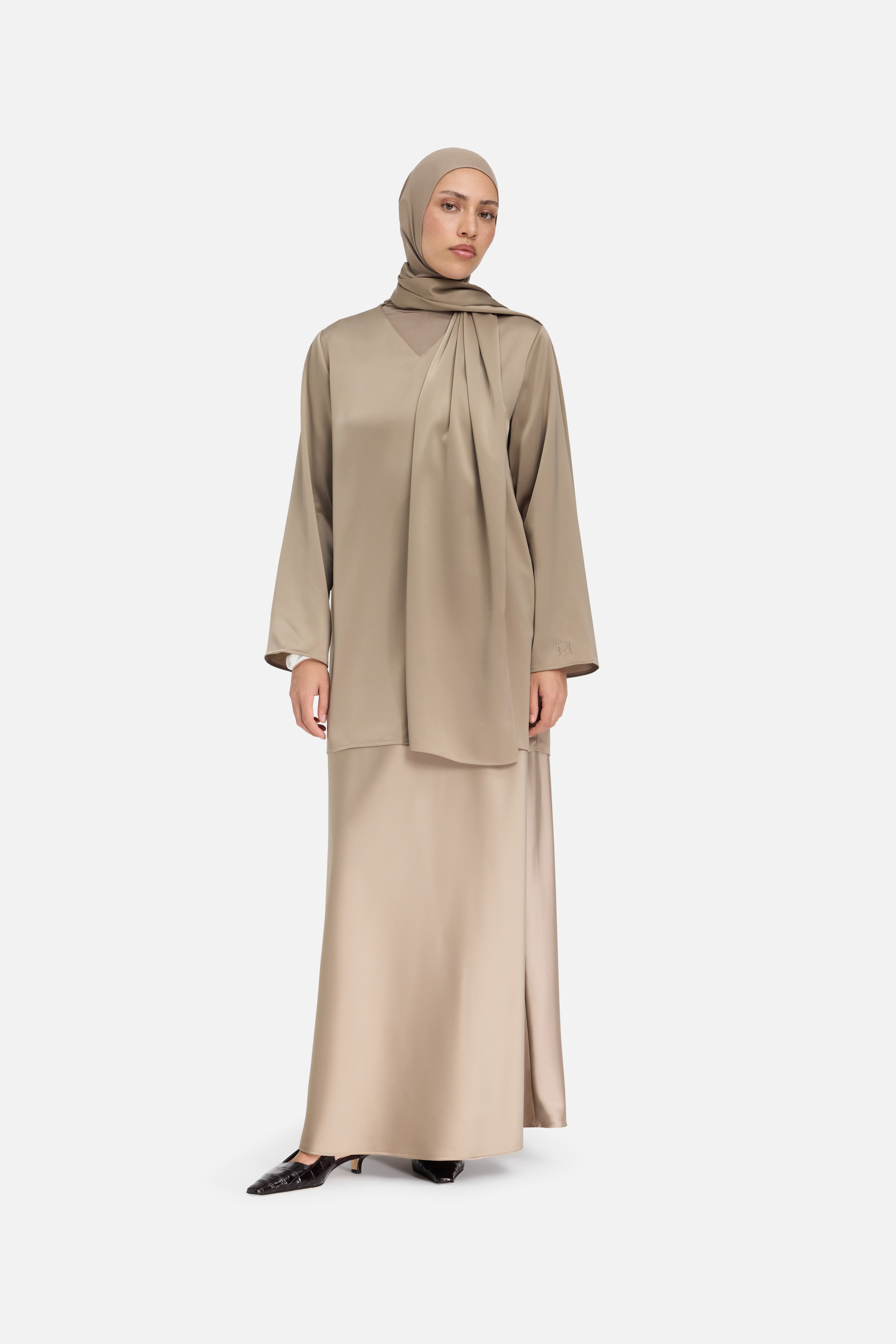 Satin Skirt | Khaki